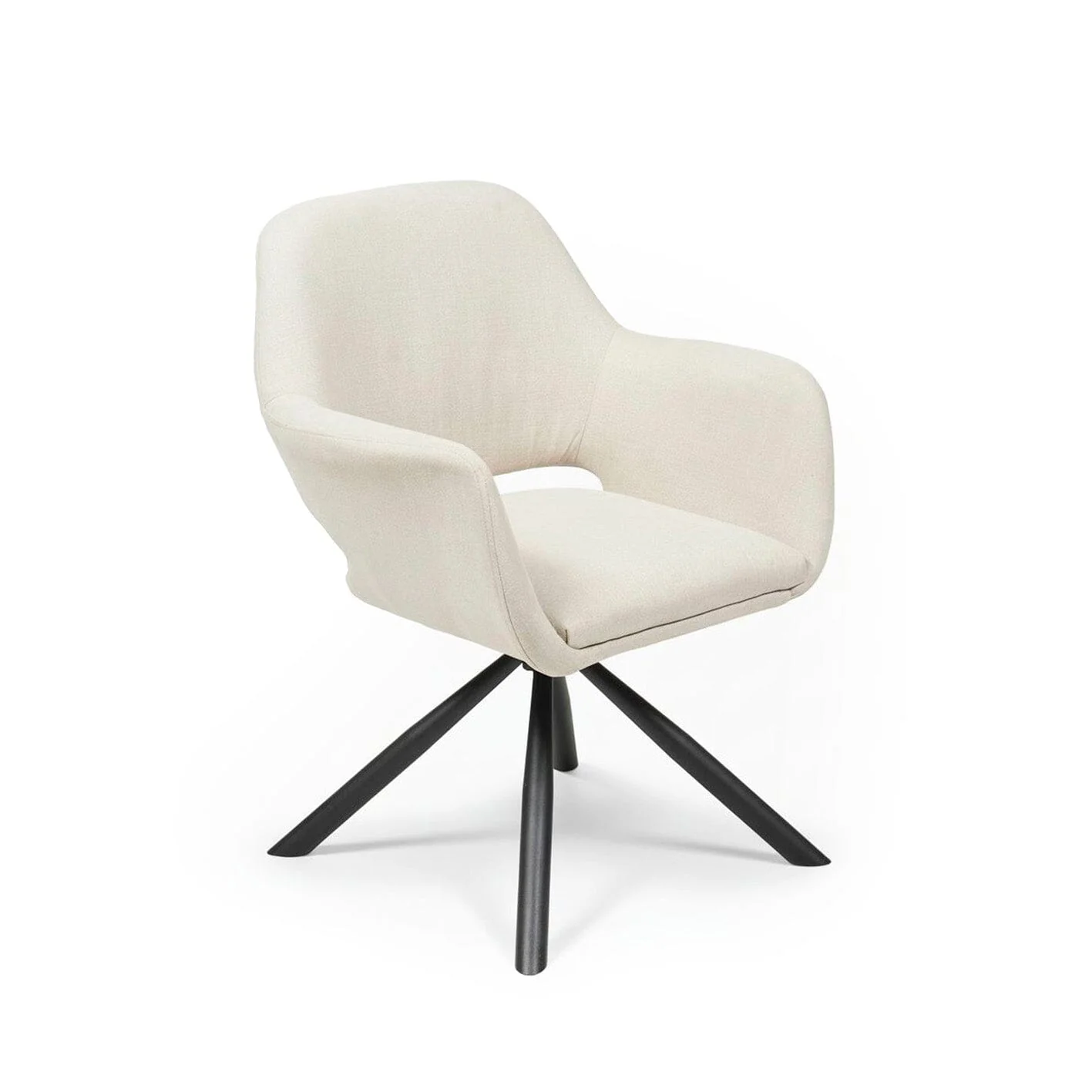 Parker Office Swivel Chair - Natural Beige with Black Metal Legs - Image 6