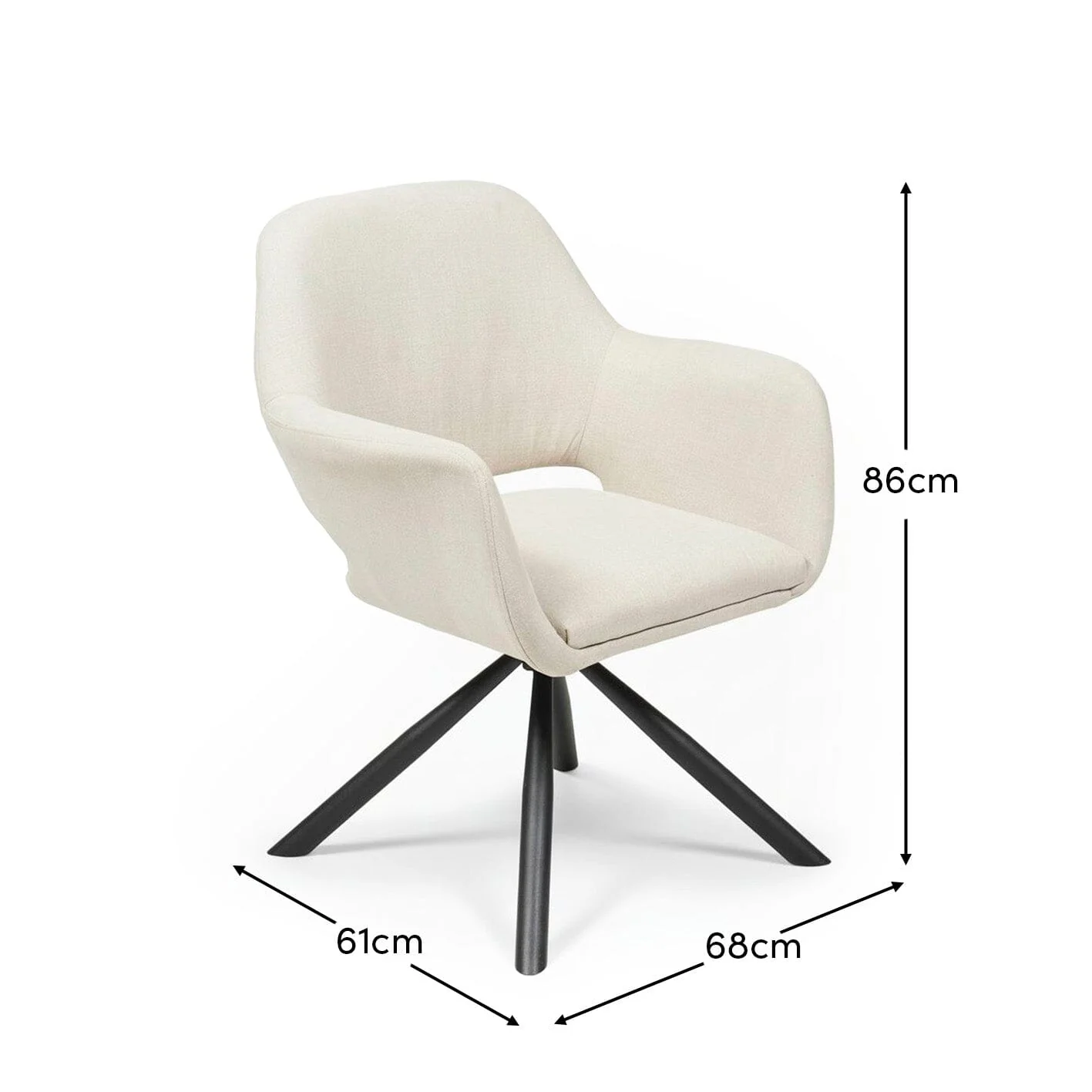 Parker Office Swivel Chair - Natural Beige with Black Metal Legs - Image 7