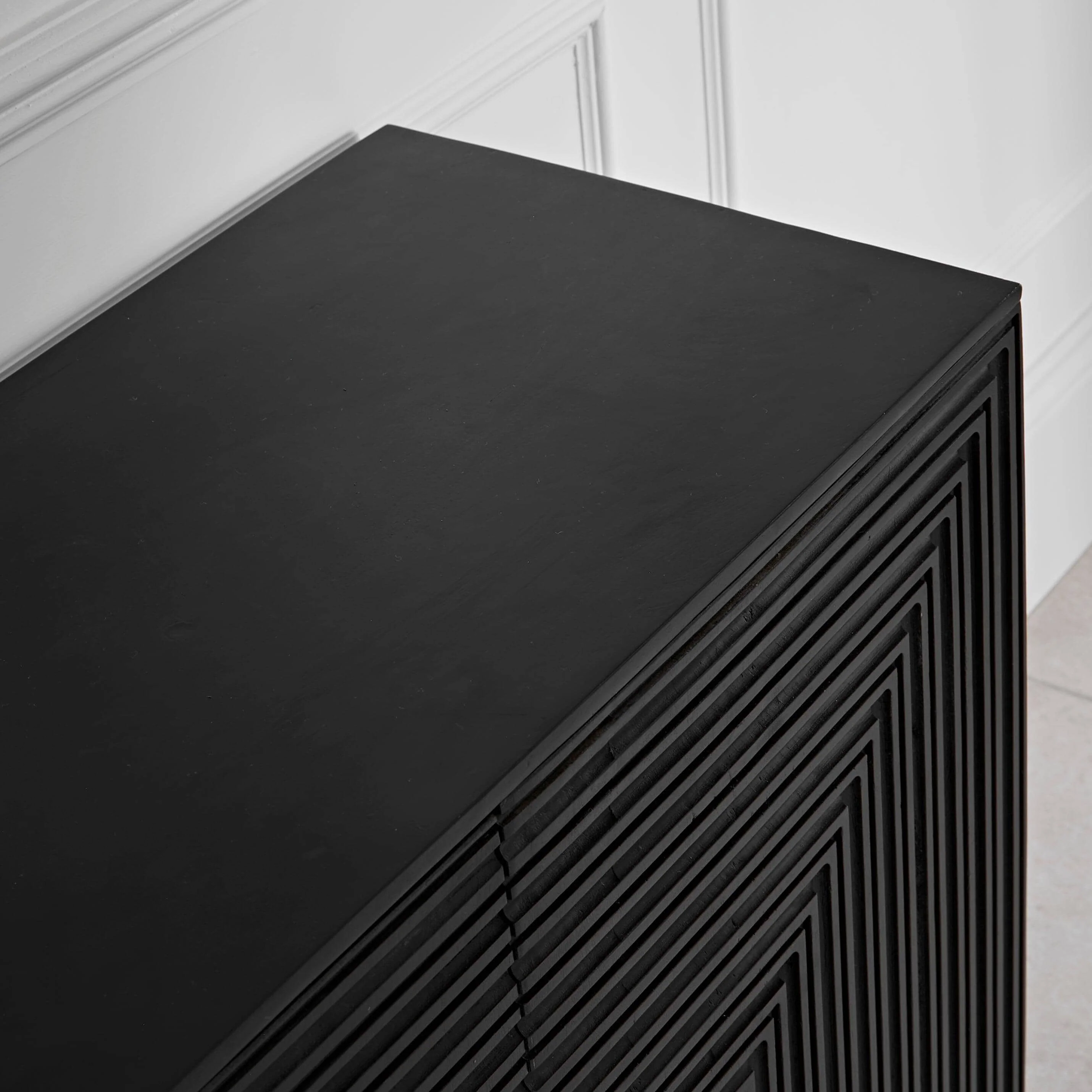Outlet - Rayna 2 Door Small Sideboard - Jet Black - Image 5