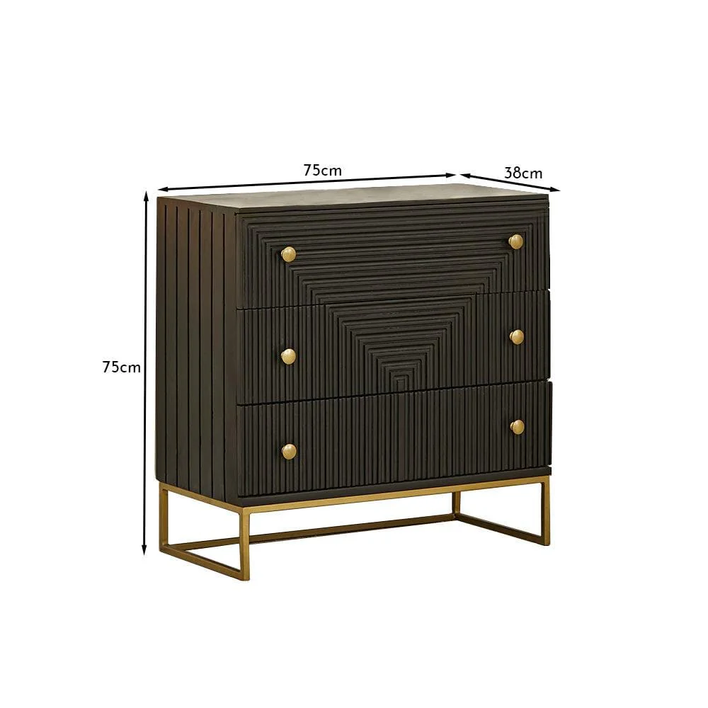 Outlet - Rayna 3 Drawer Chest of Drawers - Jet Black - Image 7