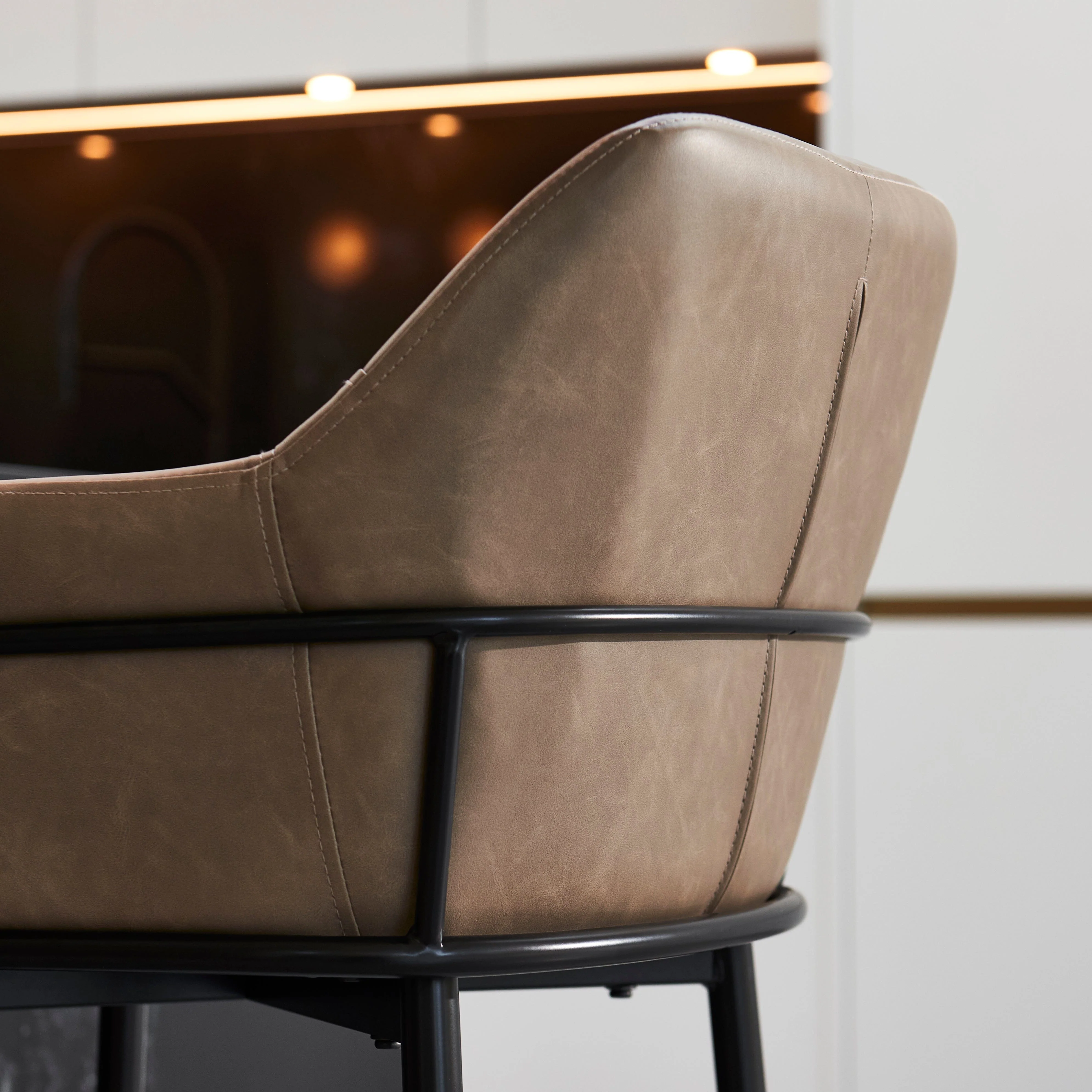 Outlet - Reagan Almond Brown Bar Stool - Metal Legs - Image 7
