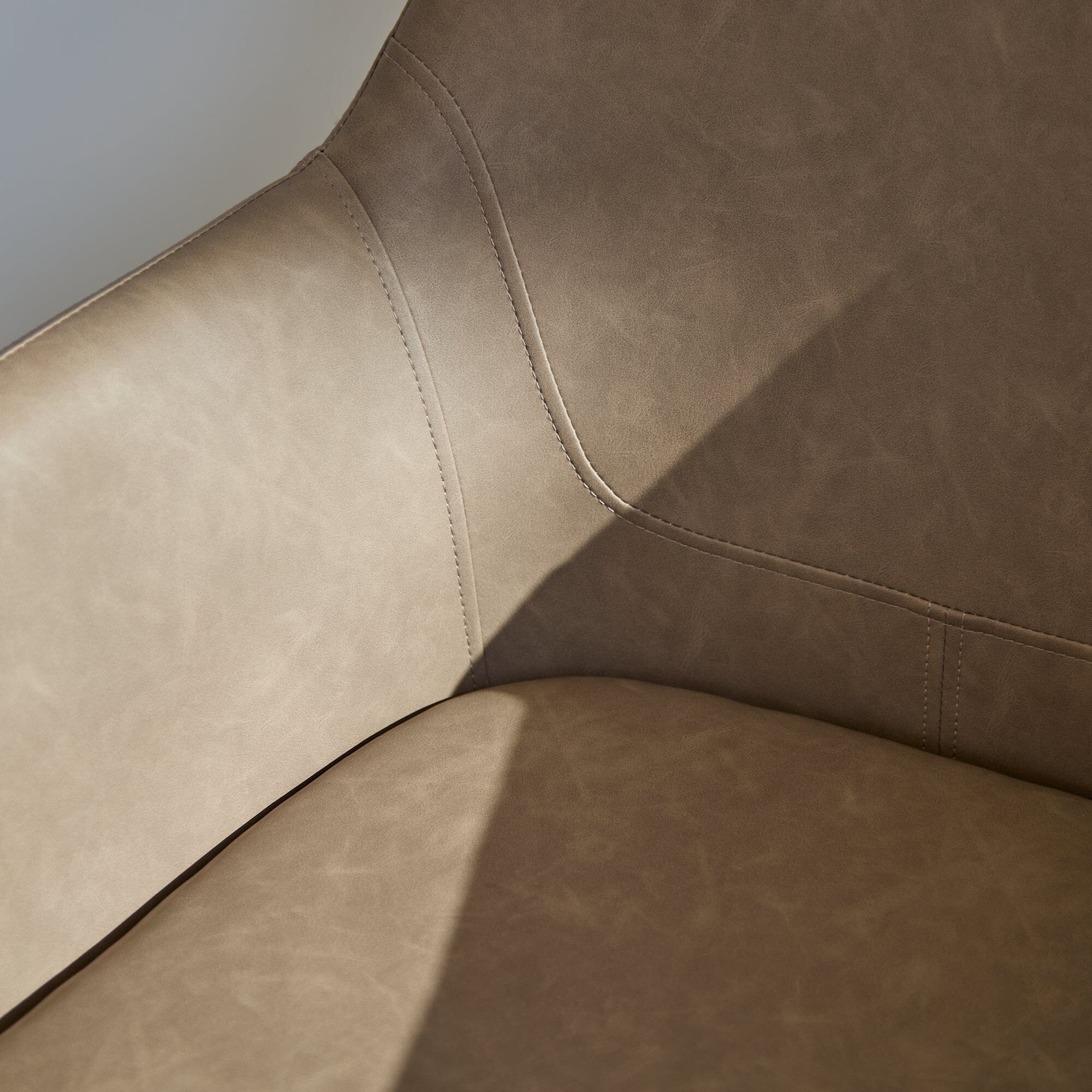 Reagan Almond Brown Vegan Leather Carver Chairs - Set of 2 - Black Metal Legs - Image 3