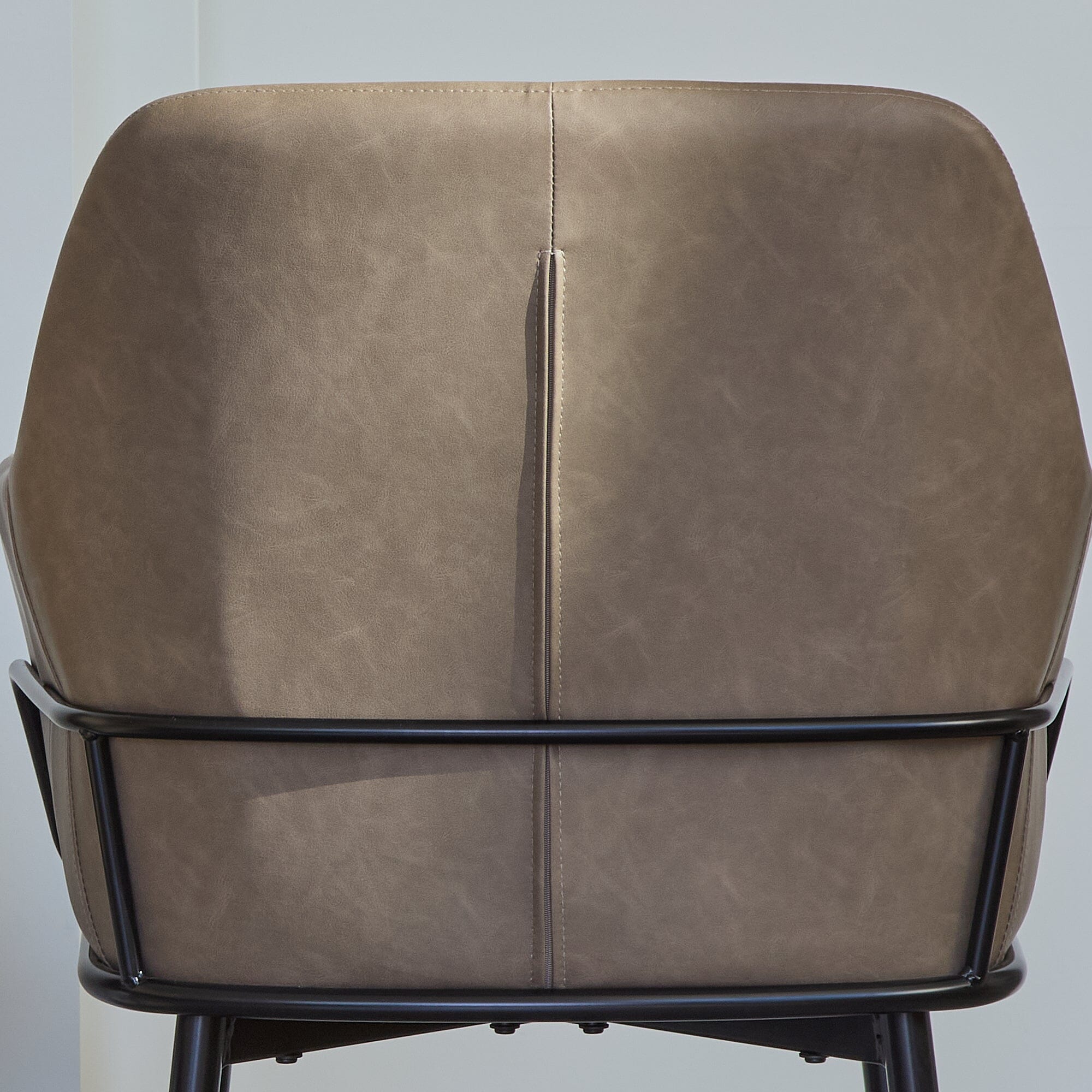 Reagan Almond Brown Vegan Leather Carver Chairs - Set of 2 - Black Metal Legs - Image 6
