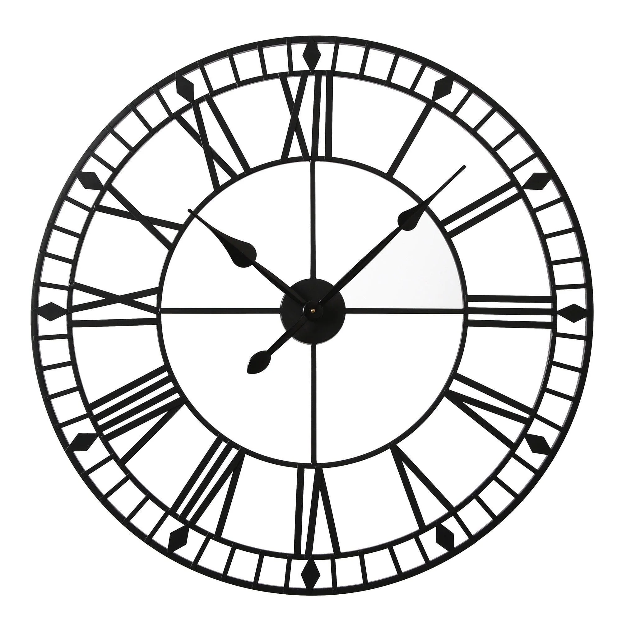 Outlet - Riseley 80Cm Metal Skeleton Wall Clock - Black - Image 7
