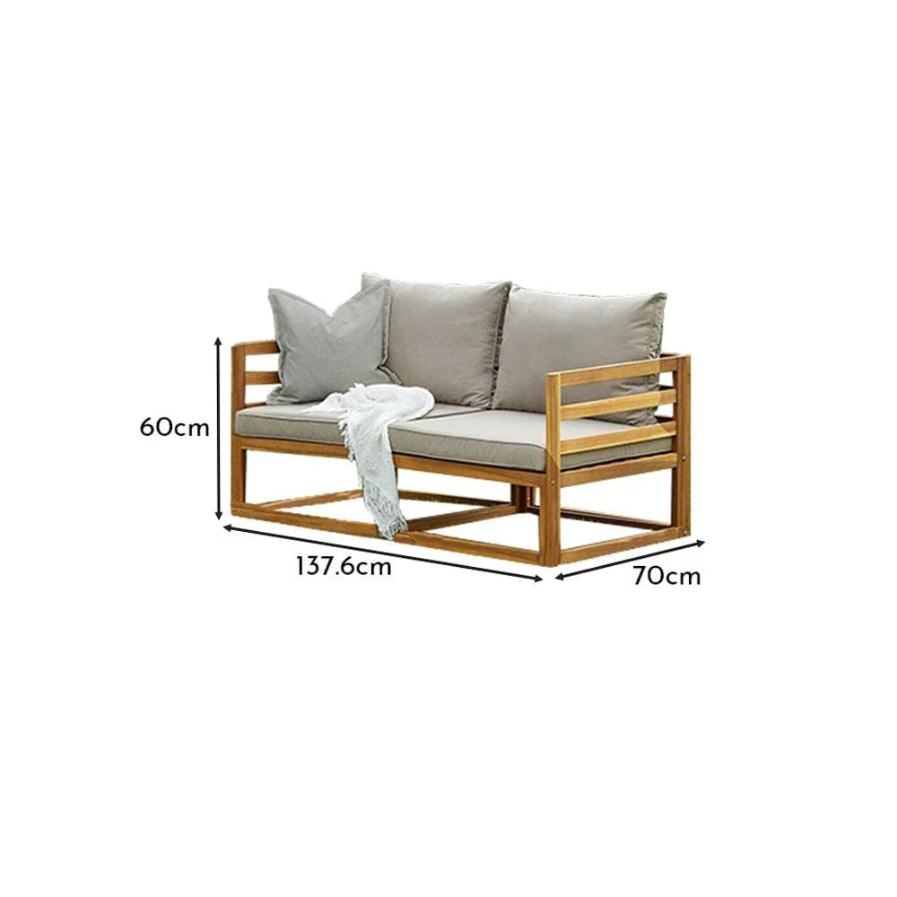 Rowan Wooden Garden 2 Seater Garden Sofa - Natural - Image 7