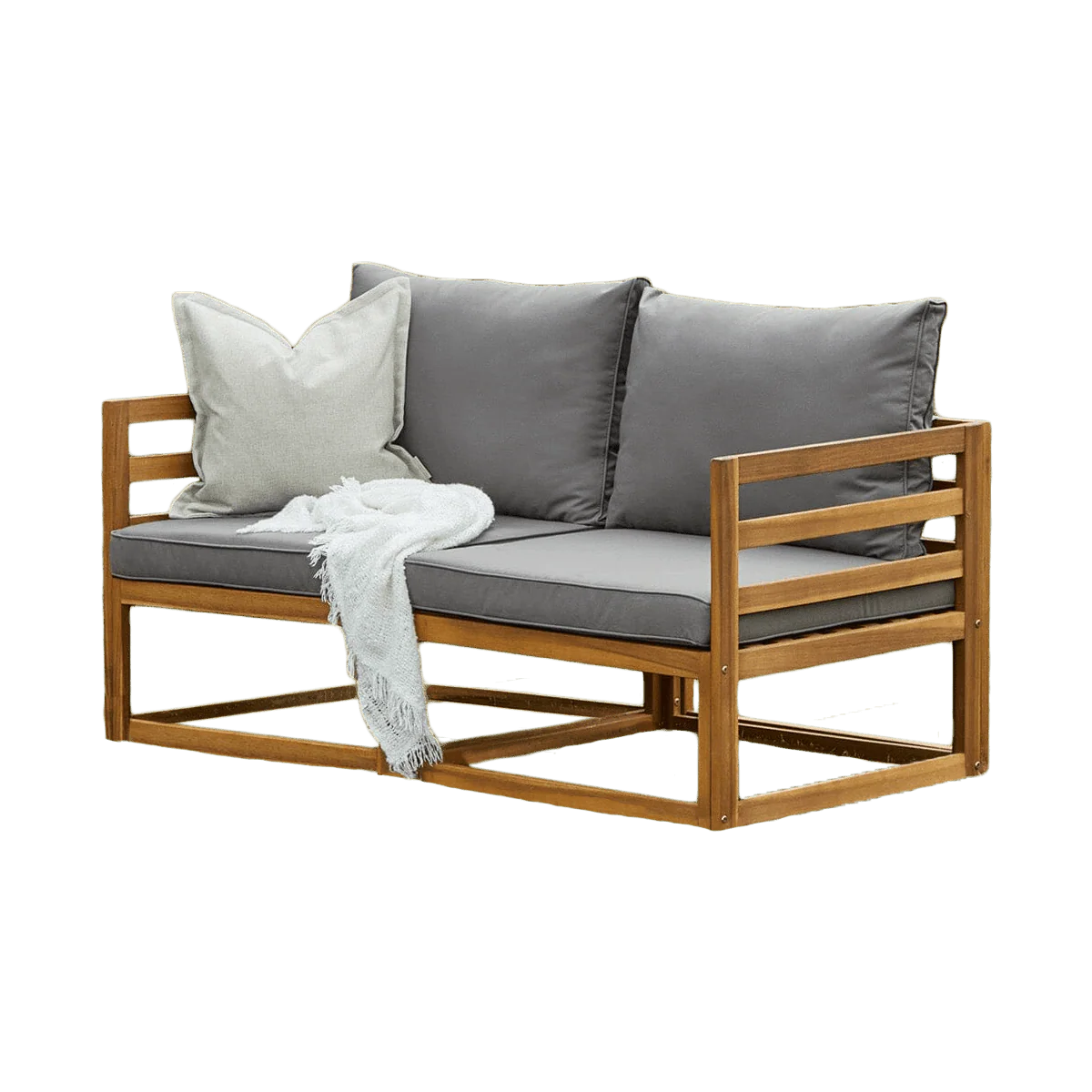 Outlet - Rowan Wooden Garden Double Garden Sofa Bed - Grey - Image 6