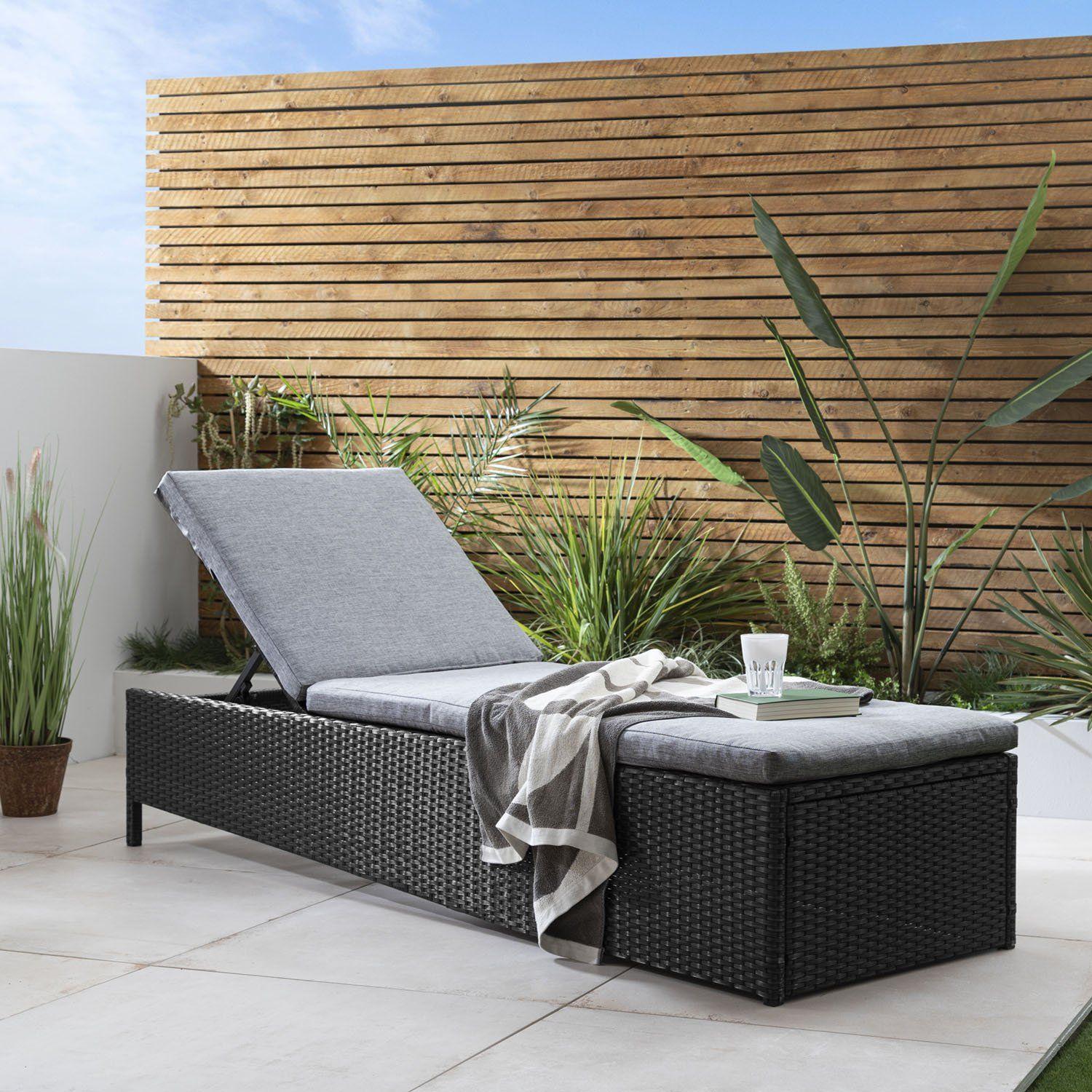 Outlet - Serina Premium Rattan Sun Lounger - Black