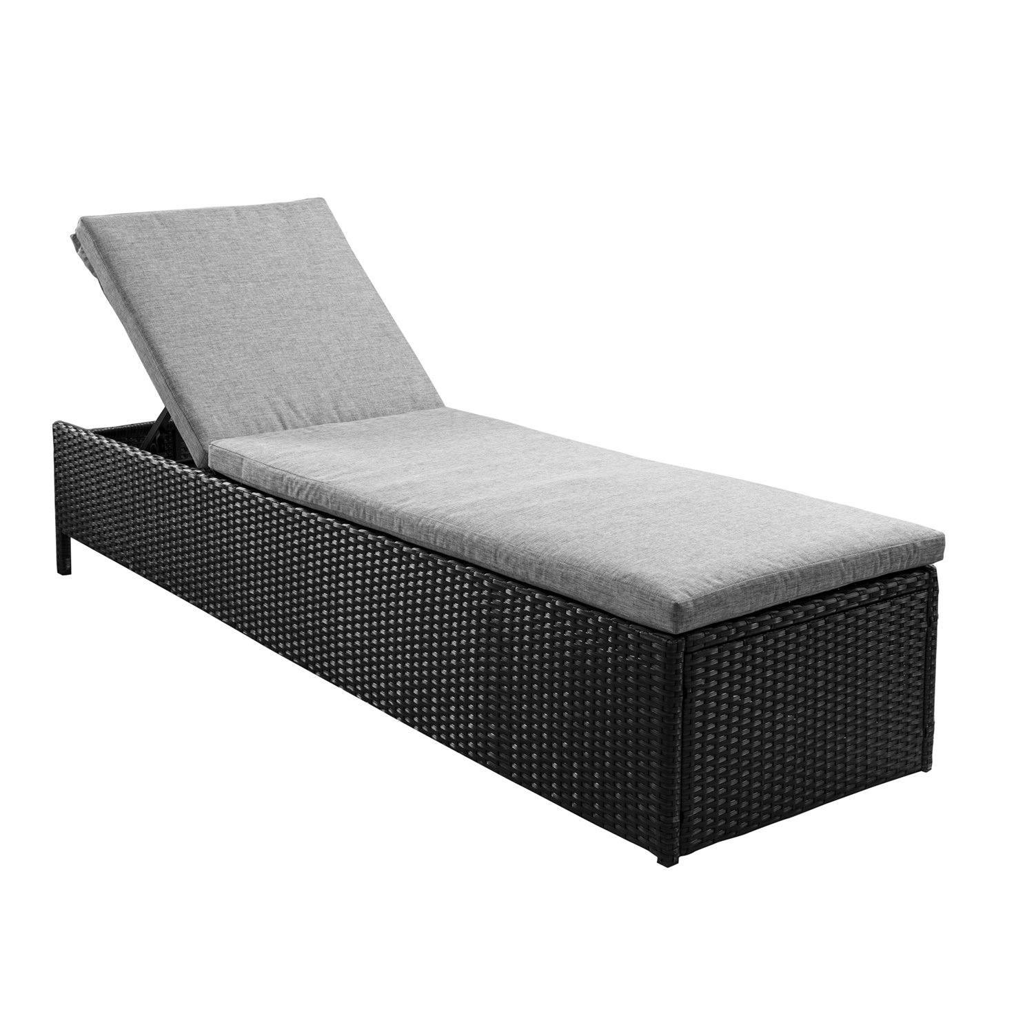 Outlet - Serina Premium Rattan Sun Lounger - Black - Image 4