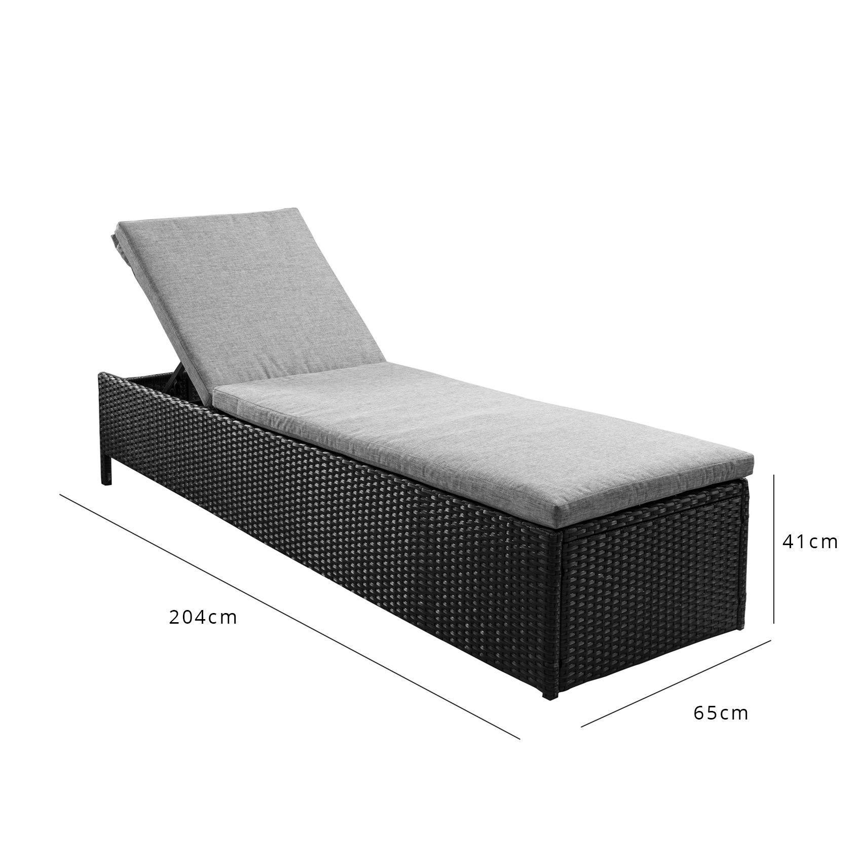 Outlet - Serina Premium Rattan Sun Lounger - Black - Image 5