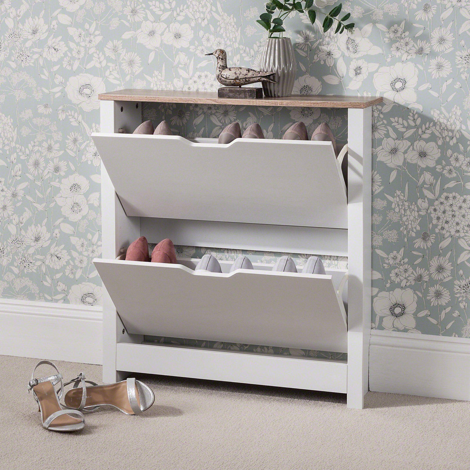 Outlet - Windsor Shoe Cabinet - 2 Door - White - Image 2