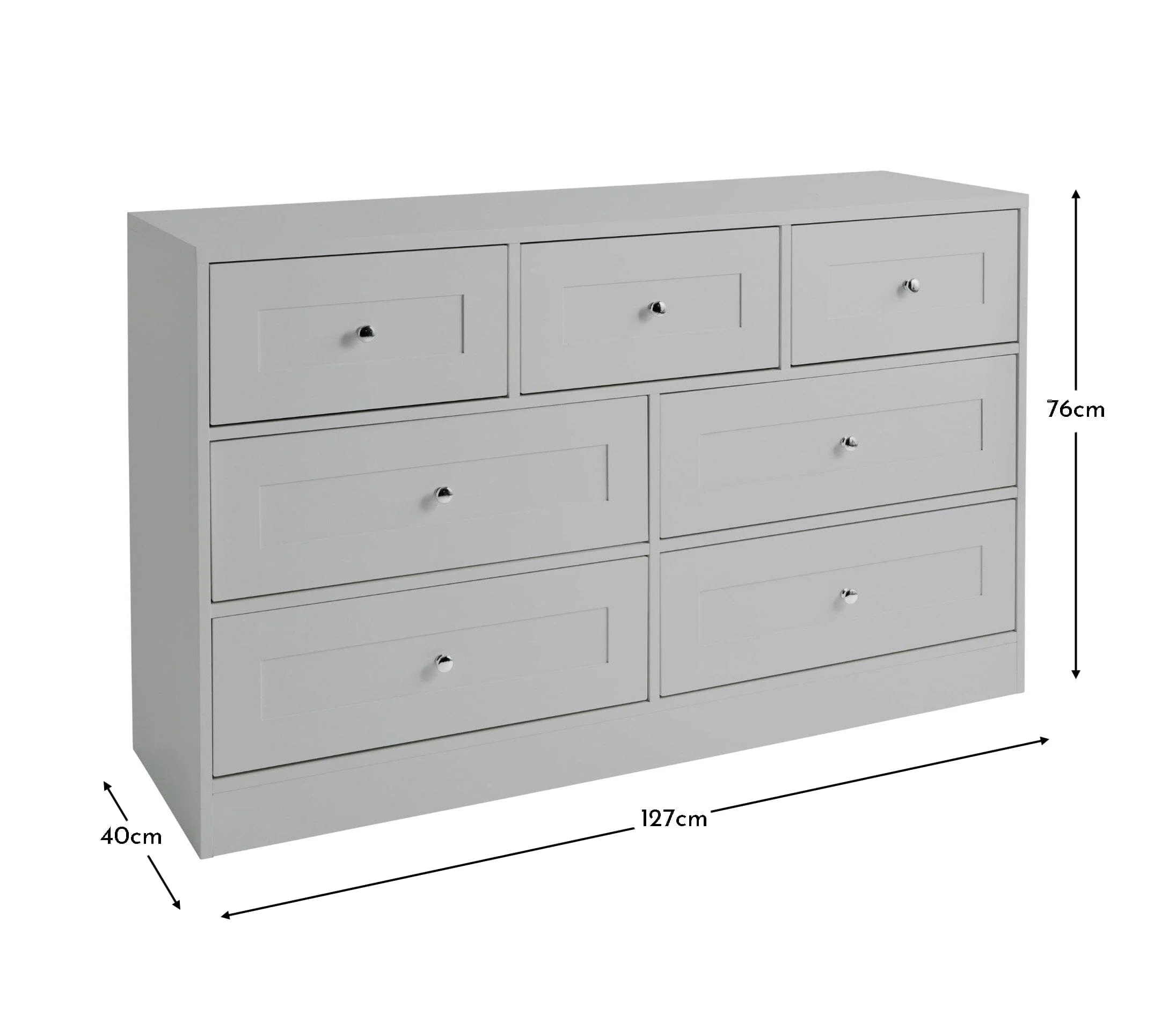 Stevie 7 Drawer Chest of Drawers - Grey - Image 7