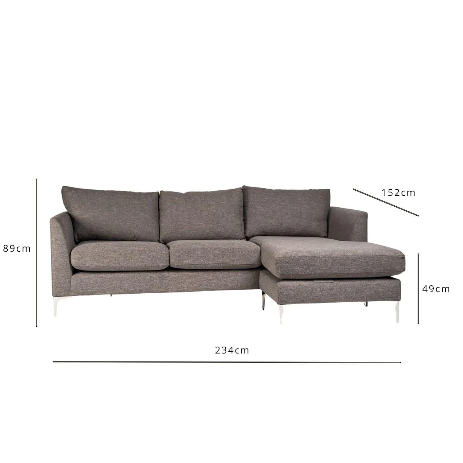 Outlet - Taylor L-Shaped Chaise Sofa - Charcoal Grey - Image 9