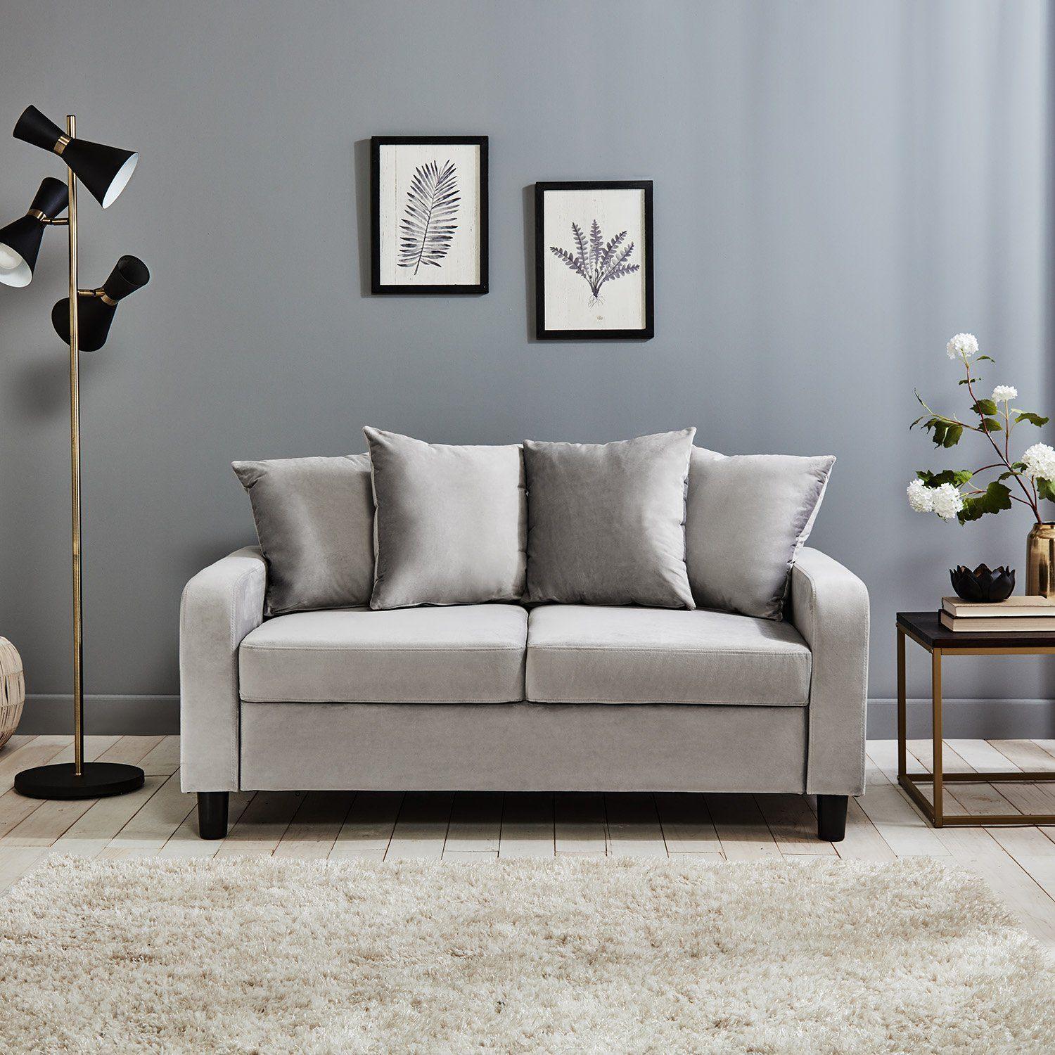 Outlet – Tracy 2 seater sofa - grey velvet - Image 4