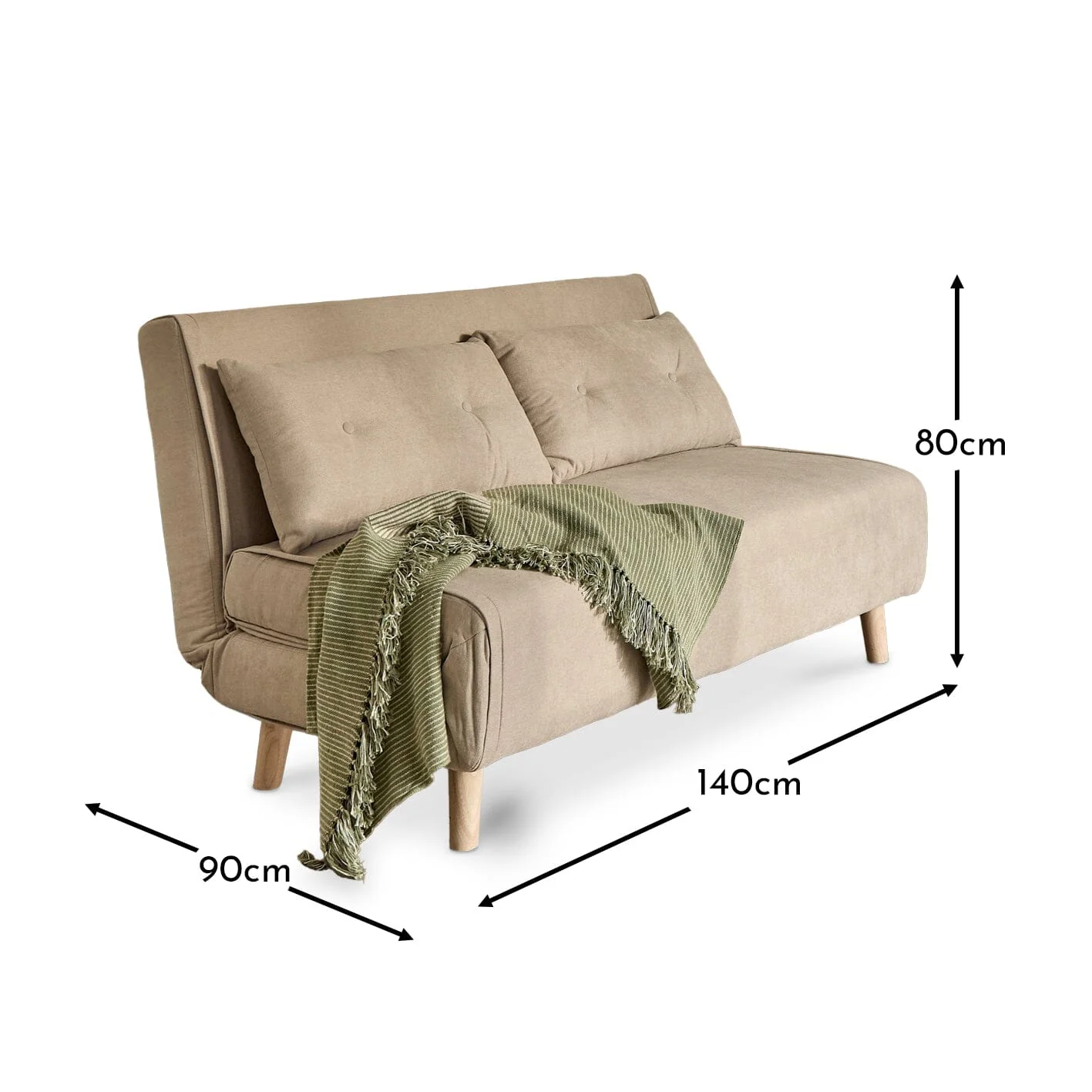 Una 2 Seater Double Sofa Bed - Soft Beige - Image 15
