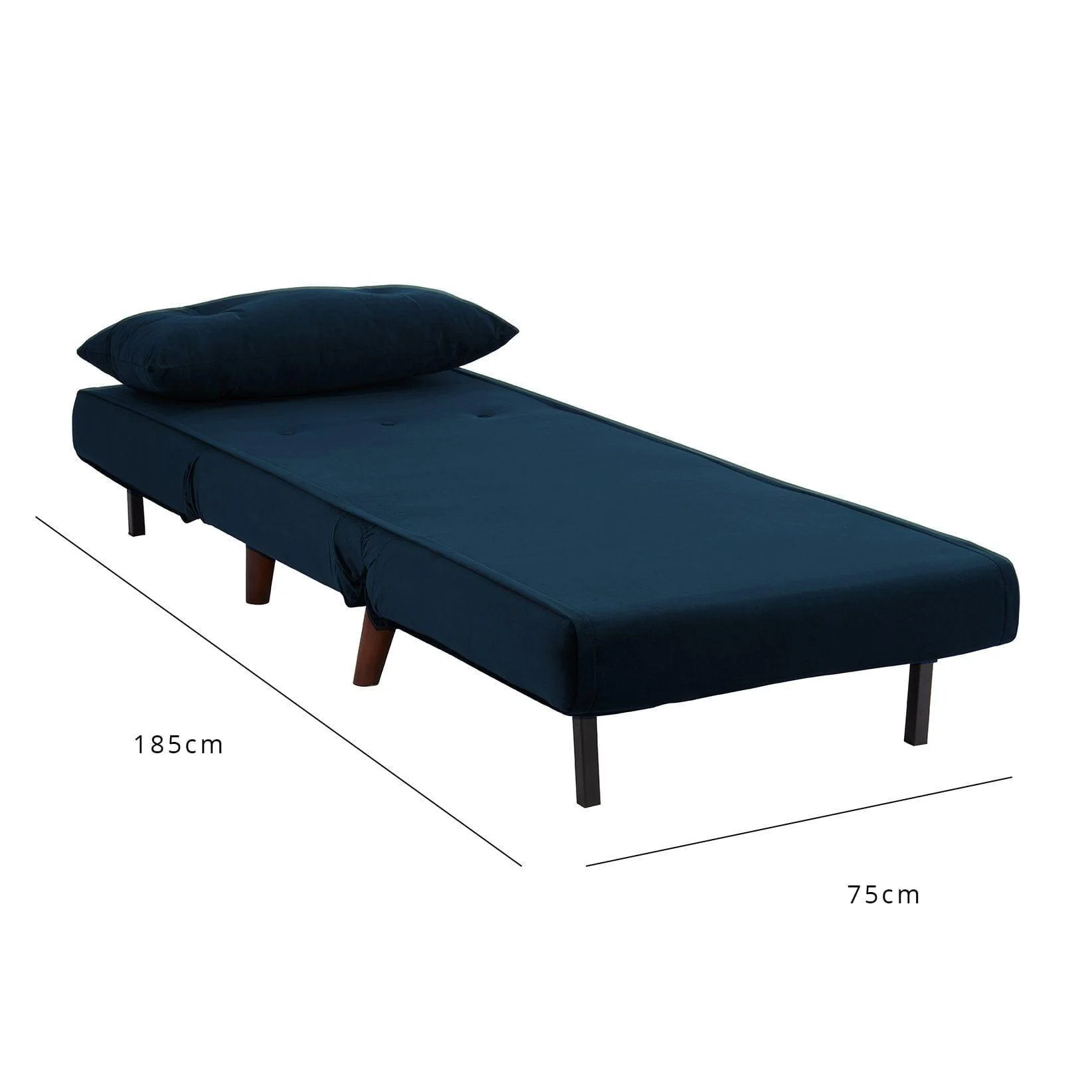 Outlet - Una Single Sofa Bed - Blue - Velvet - Image 14