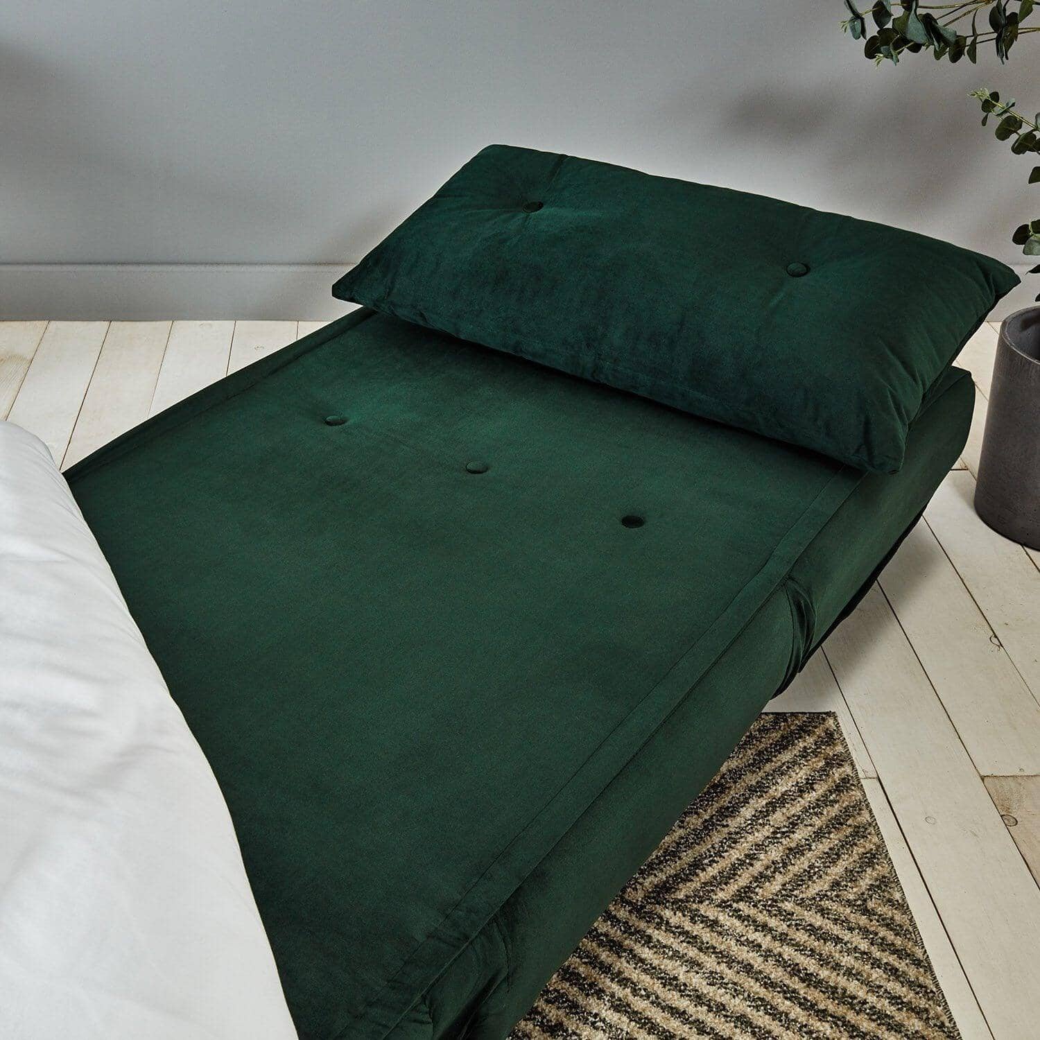 Outlet - Una Single Sofa Bed - Green - Velvet - Image 8