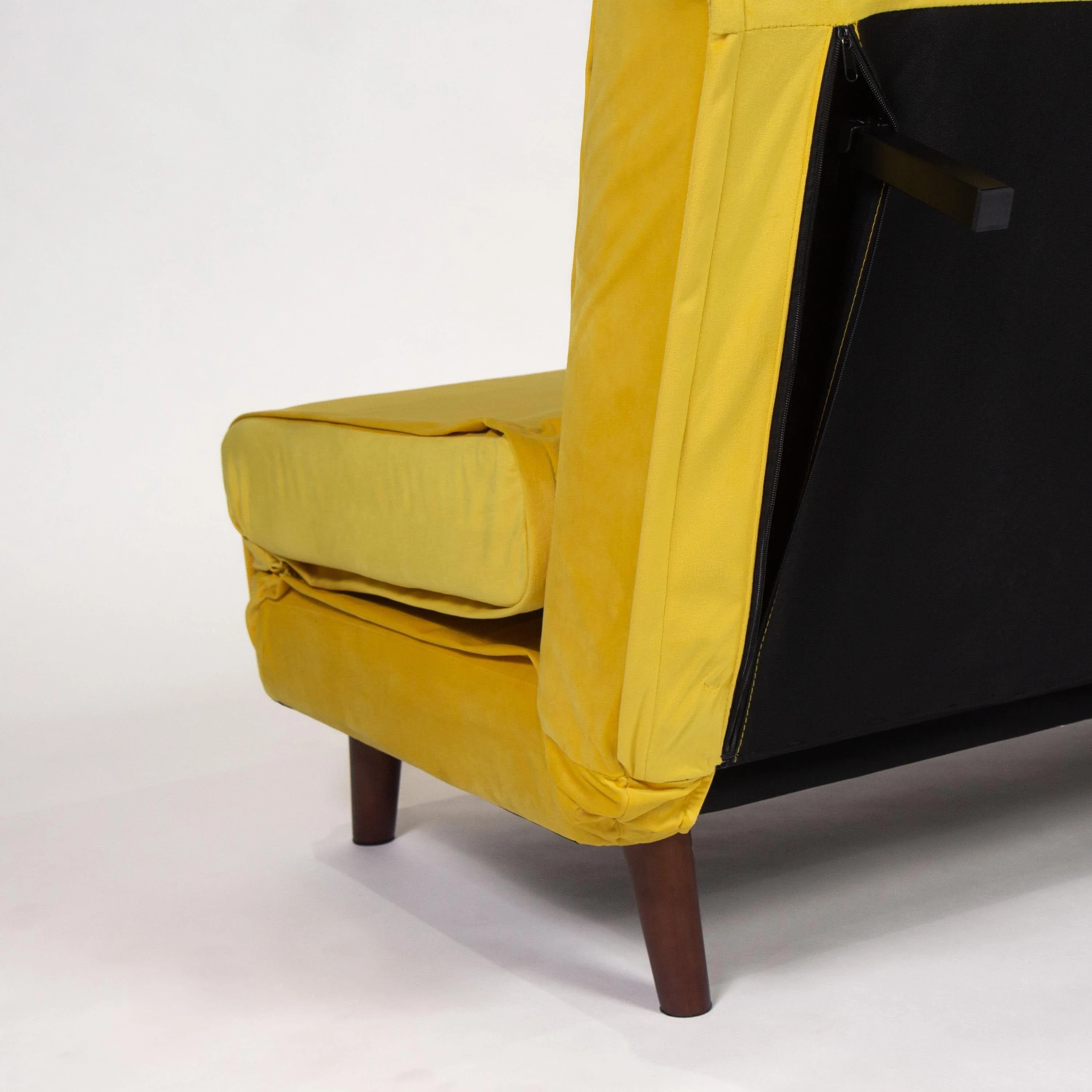 Outlet - Una small double sofa bed - yellow - velvet - Image 11
