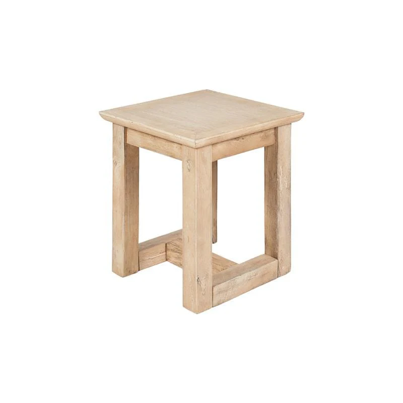Outlet - Valdis Mango Wood & Travertine Square Side Table - Image 4