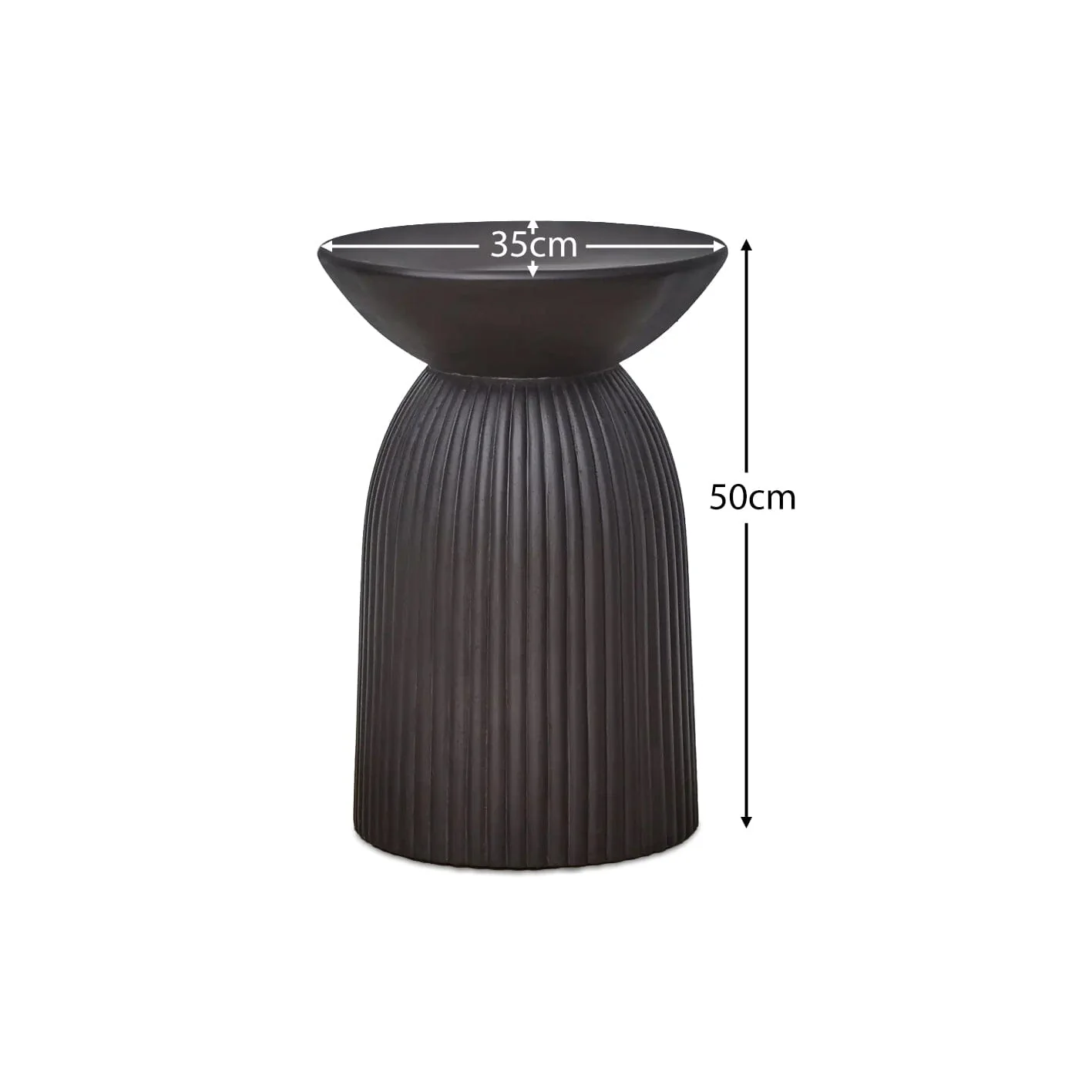 Zaliki Concrete Round Garden Side Table - Black - Image 10