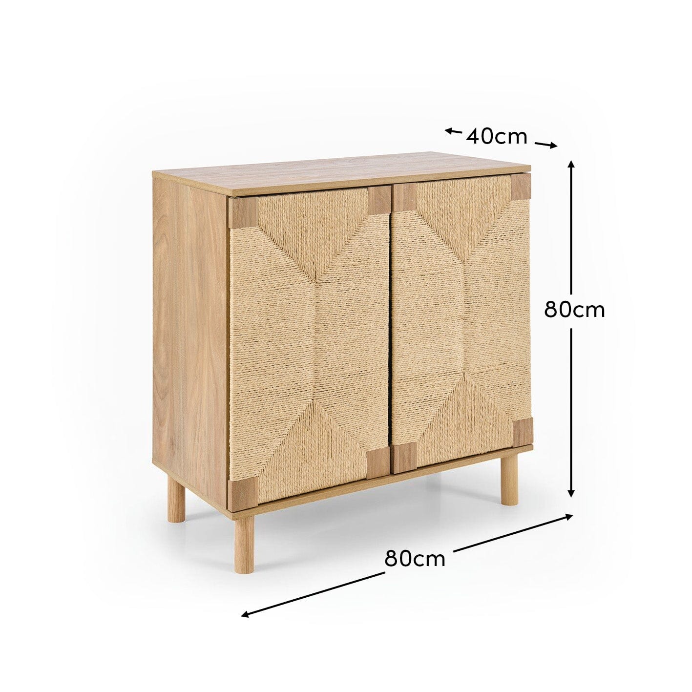 Paloma Natural Weave 2 Door Small Sideboard - Natural Oak - Image 8