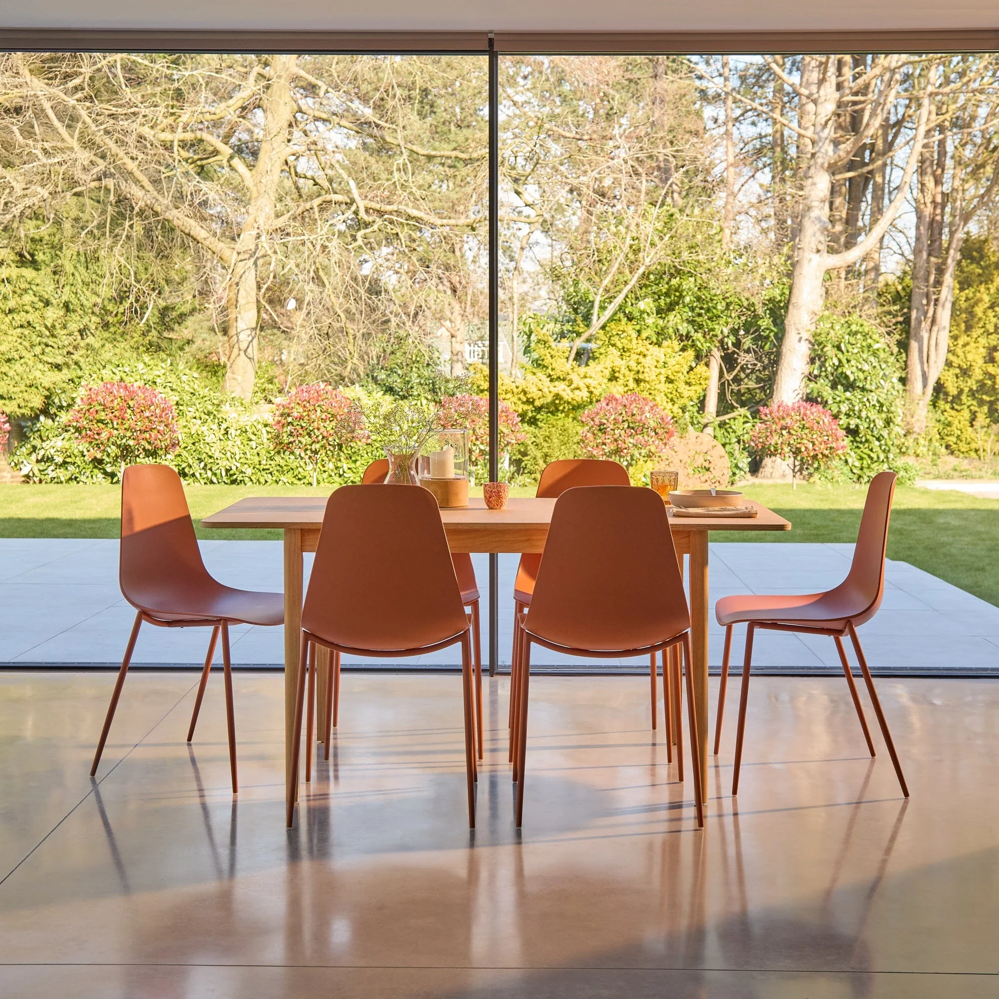Paul Whitewash Extendable Dining Table Set - 6 Seater - Wren Burnt Orange Dining Chairs - Image 11