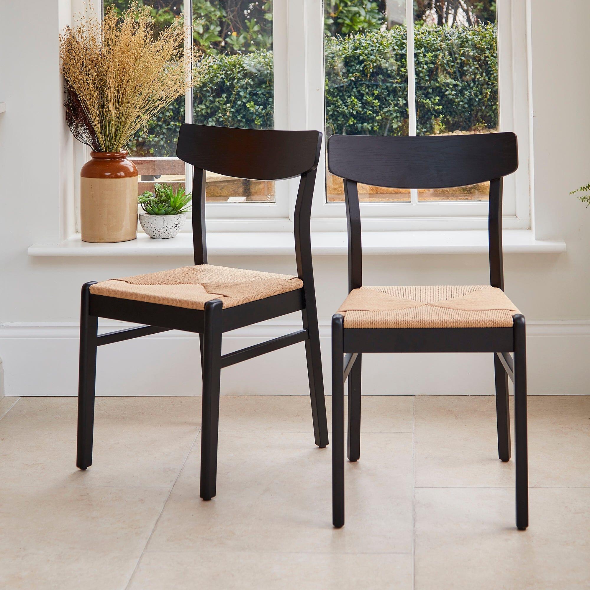Outlet - Faye Wooden Woven Chairs - Set of 2 - Black - Image 5