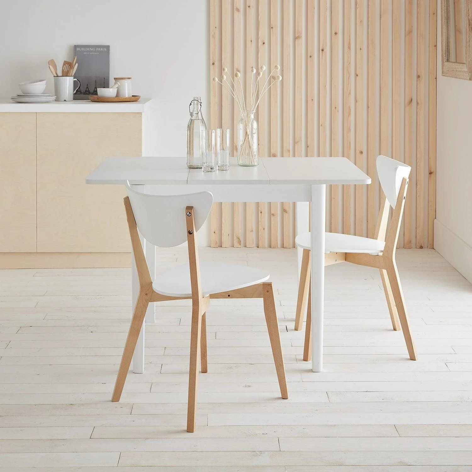 Paul White Extendable Dining Table Set - 2 Seater - Paul White Dining Chairs - Beech Legs - Image 3