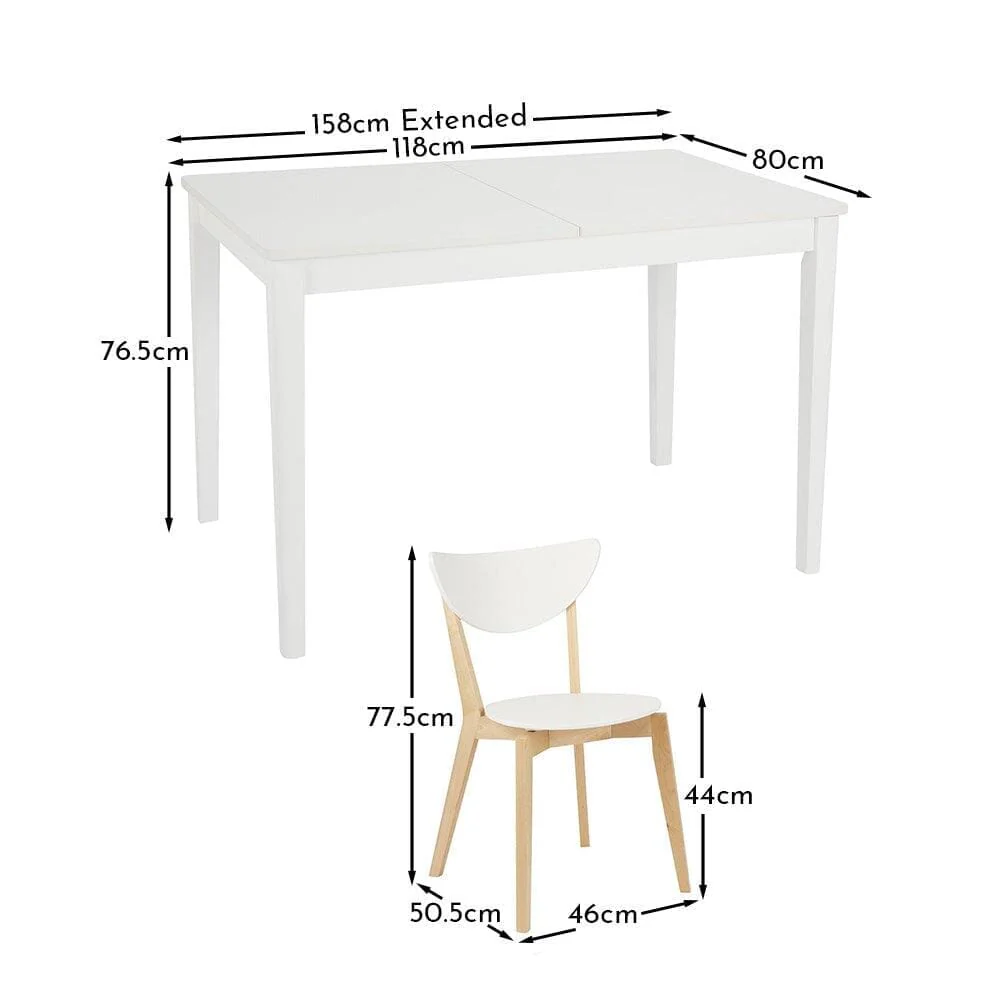 Paul White Extendable Dining Table Set - 4 Seater - Paul White Dining Chairs - Beech Legs - Image 9