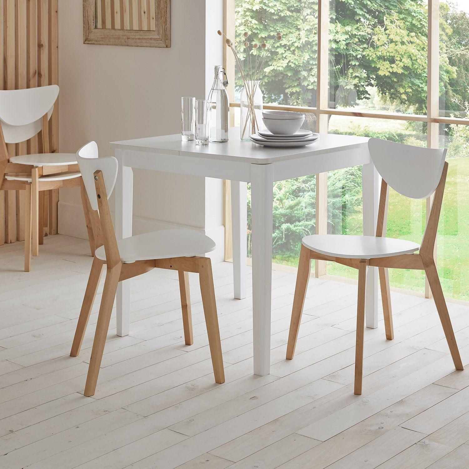 Paul White Square Extendable Dining Table - 4 Seater - Paul White Dining Chairs - Beech Legs - Image 3