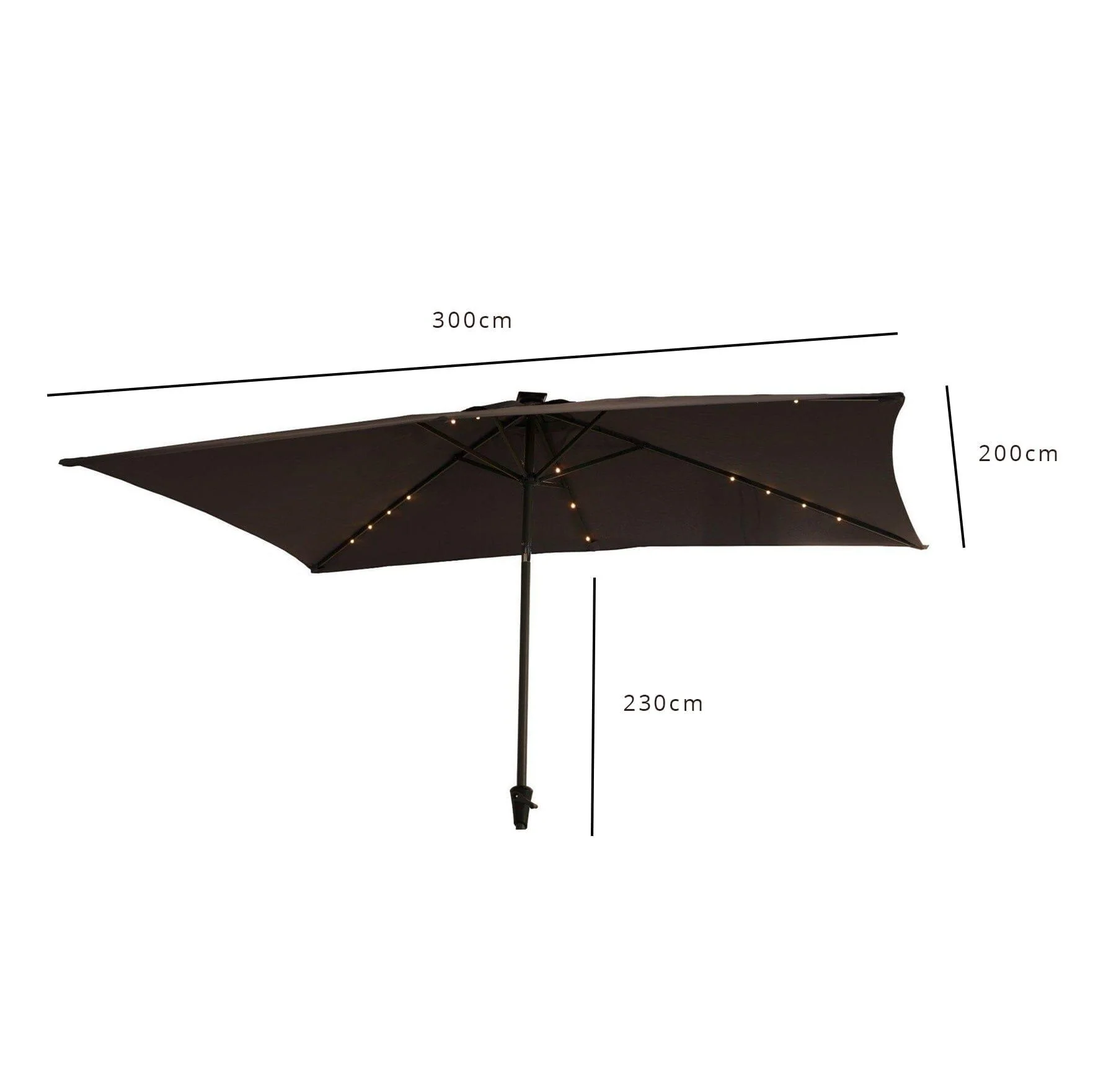 Grey LED Premium Parasol 2m by 3m - Image 3