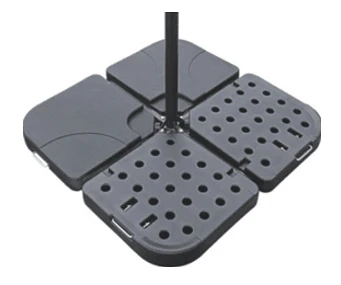 Premium LED Cantilever Parasol 2.4m Square - Grey with 80kg Quartered Parasol Base - Black Plastic - Image 3