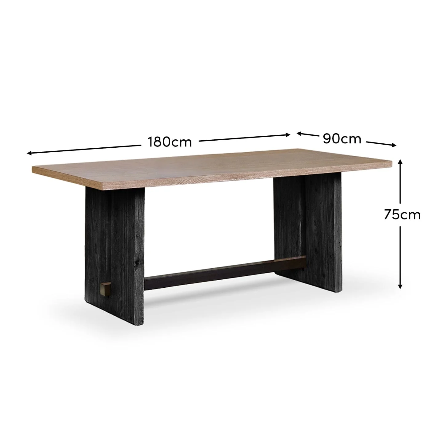 Priya Whitewash Wood Rectangular Dining Table with Black Legs - Image 10