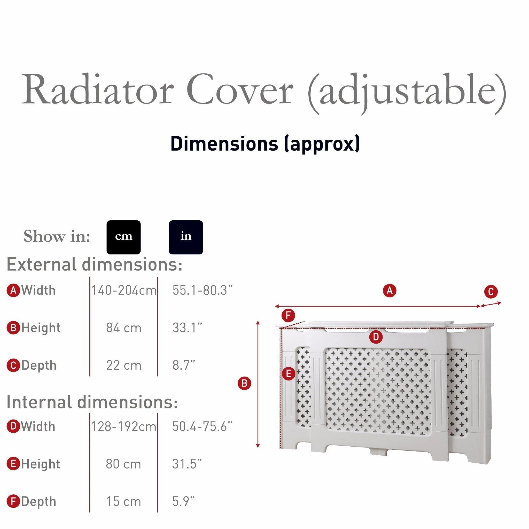 Edith Radiator Cover - White - Adjustable - Image 12