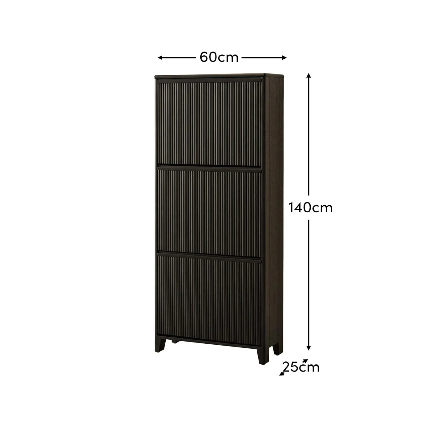 Raleigh 3 Door Shoe Cabinet - Black - Image 9
