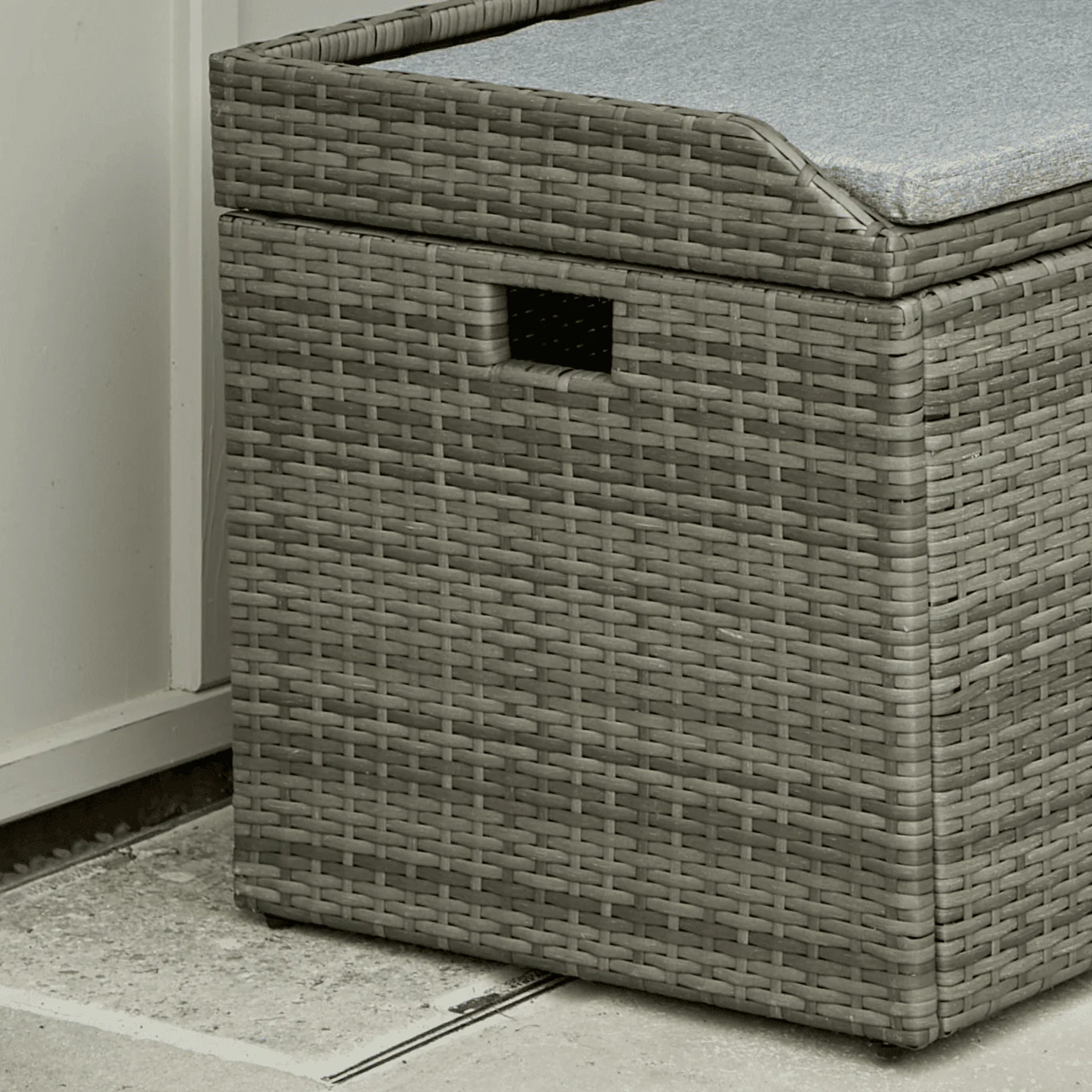 Aston Rattan Storage Bench with Polywood Top - Grey - Image 6