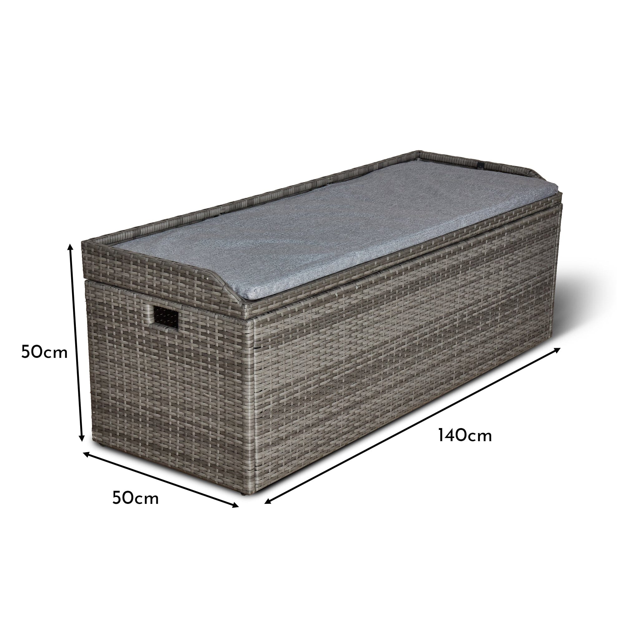 Aston Rattan Storage Bench with Polywood Top - Grey - Image 7