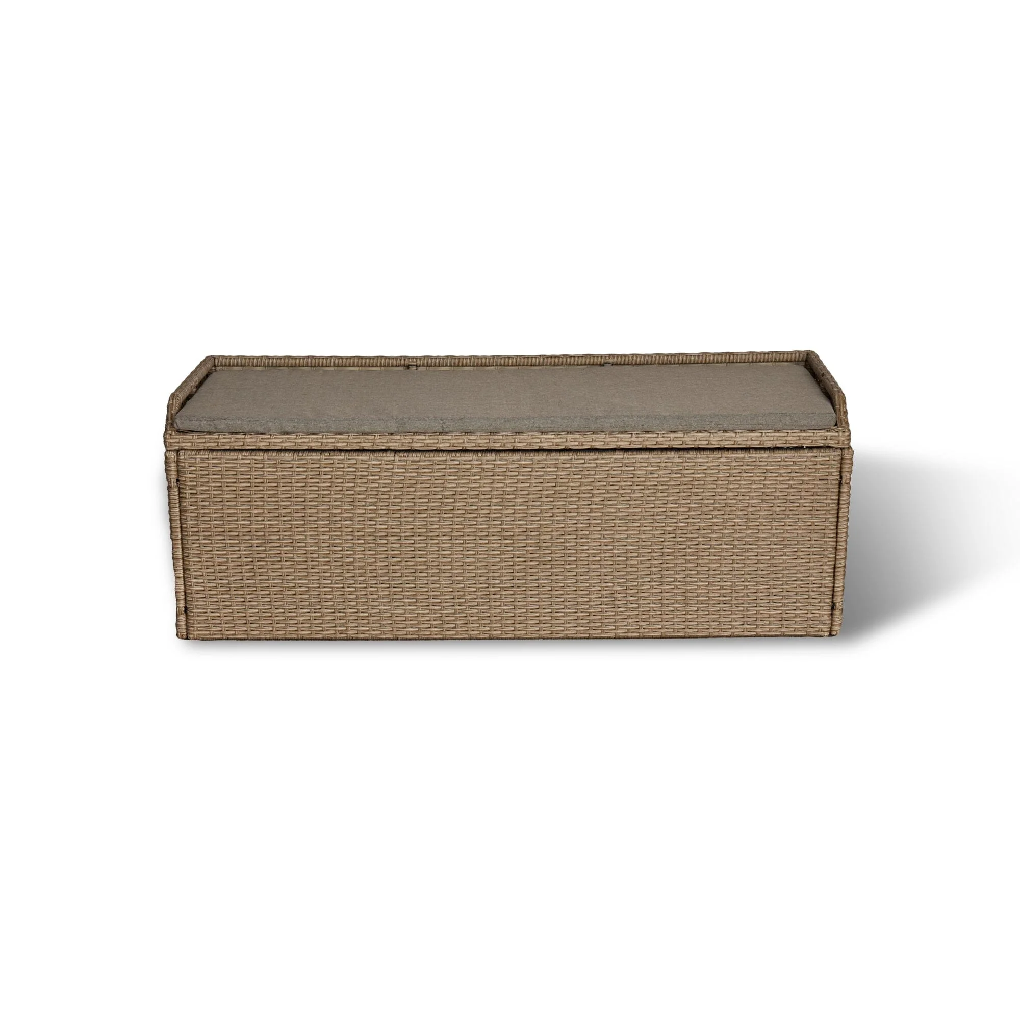Aston Rattan Storage Bench with Polywood Top - Natural Brown - Image 3