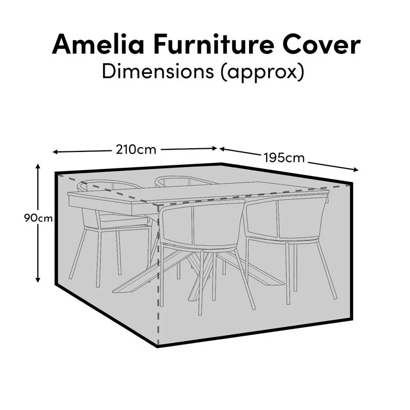 Rectangular Rain Cover 210x195x90cm - Amelia 4 Seater with Hali Chairs