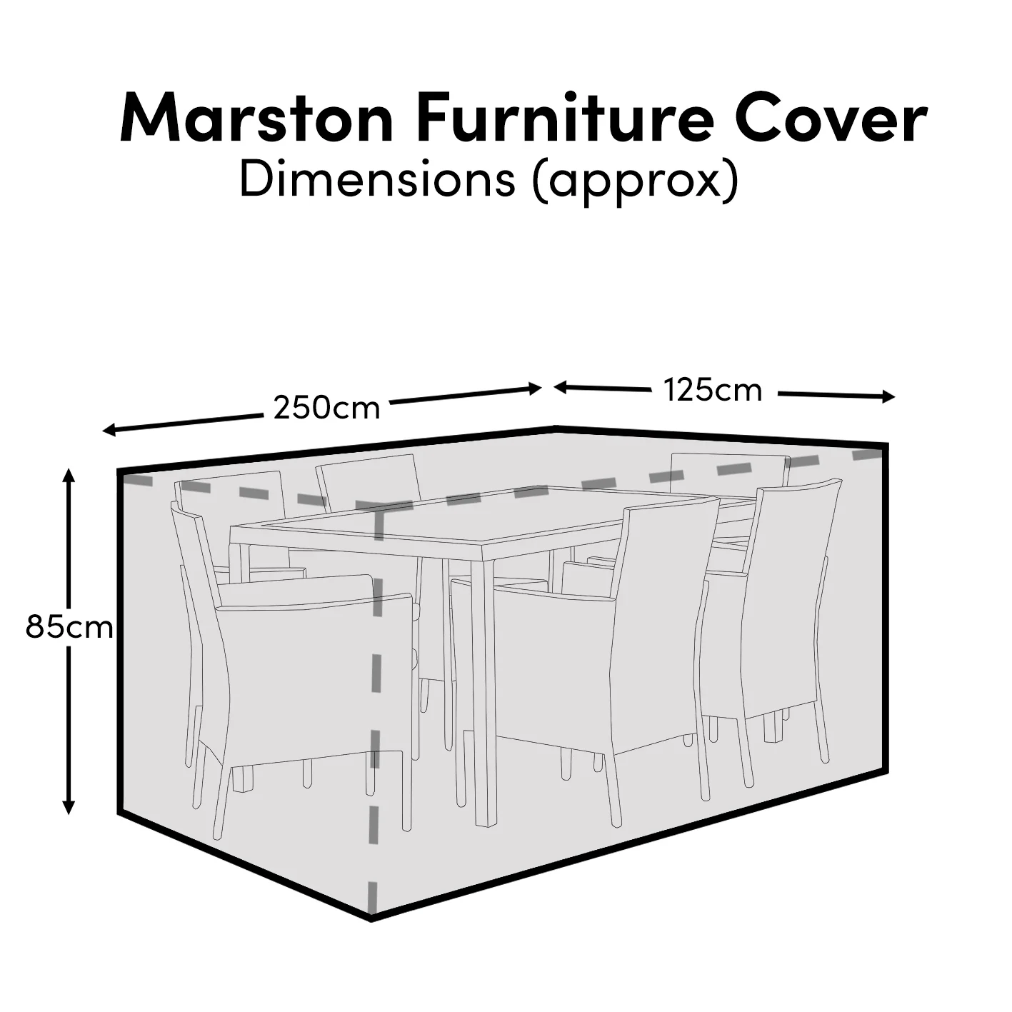 Rectangular Rain Cover 250x125x85cm - Marston 6 Seater - Marston 8 Seater