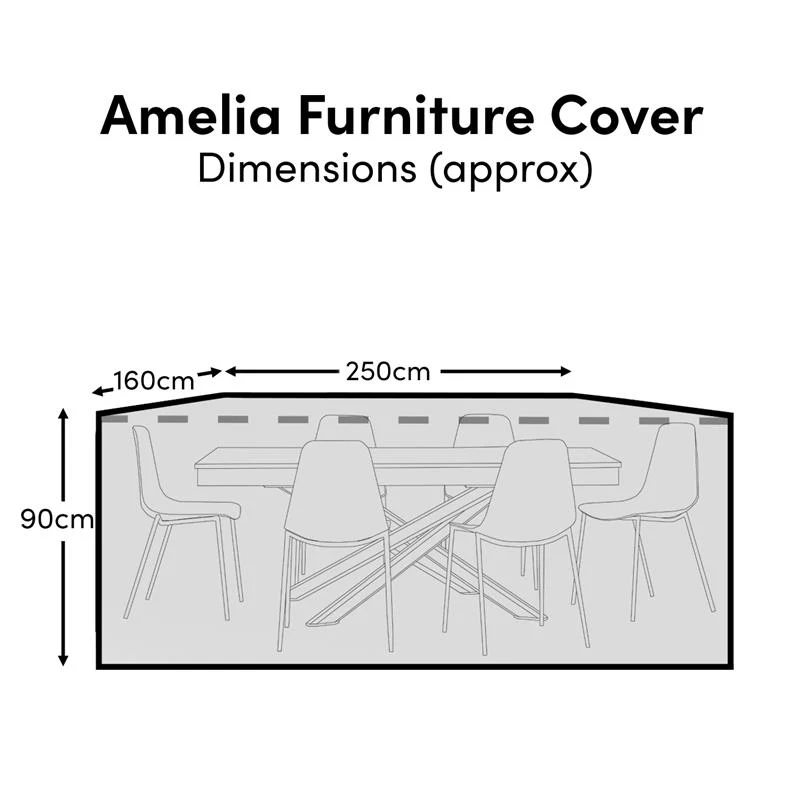 Rectangular Rain Cover 250x160x90cm - Amelia 6 Seater with Wren or Ryder Chairs - Aspen 4-6 Seater - Oakley 4-6 Seater