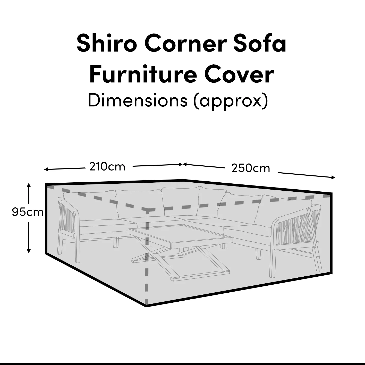 Rectangular Rain Cover 250x215x80cm - Aria Corner Sofa Set - Shiro Corner Sofa Set - Image 2