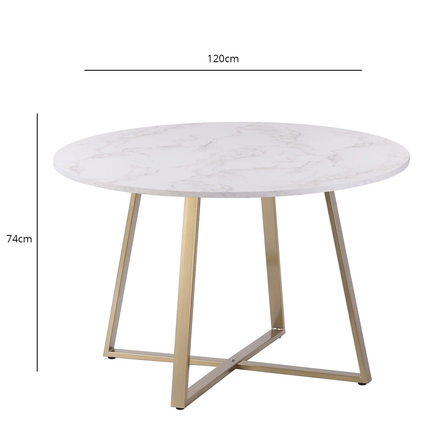 Outlet - Clara marble effect round dining table - with gold frame - Image 9