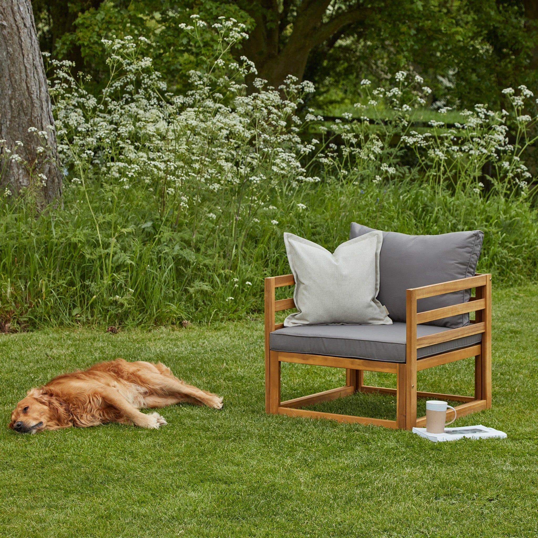 Rowan Wooden Garden Set with 2 Seater Sofa with Armchair & Coffee Table - Grey - Image 8