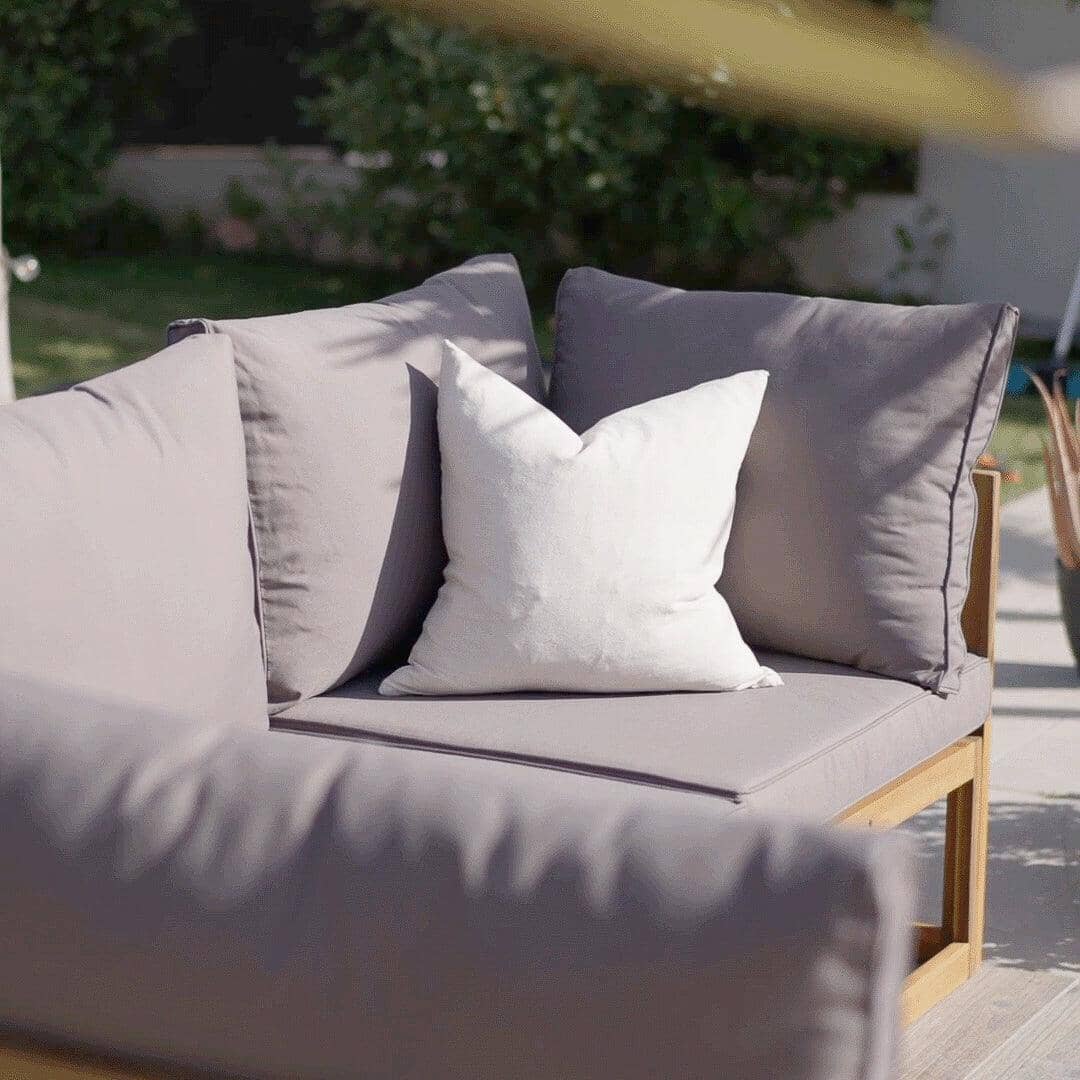Rowan 5 Seater Wooden Garden Corner Sofa - Grey - Image 4