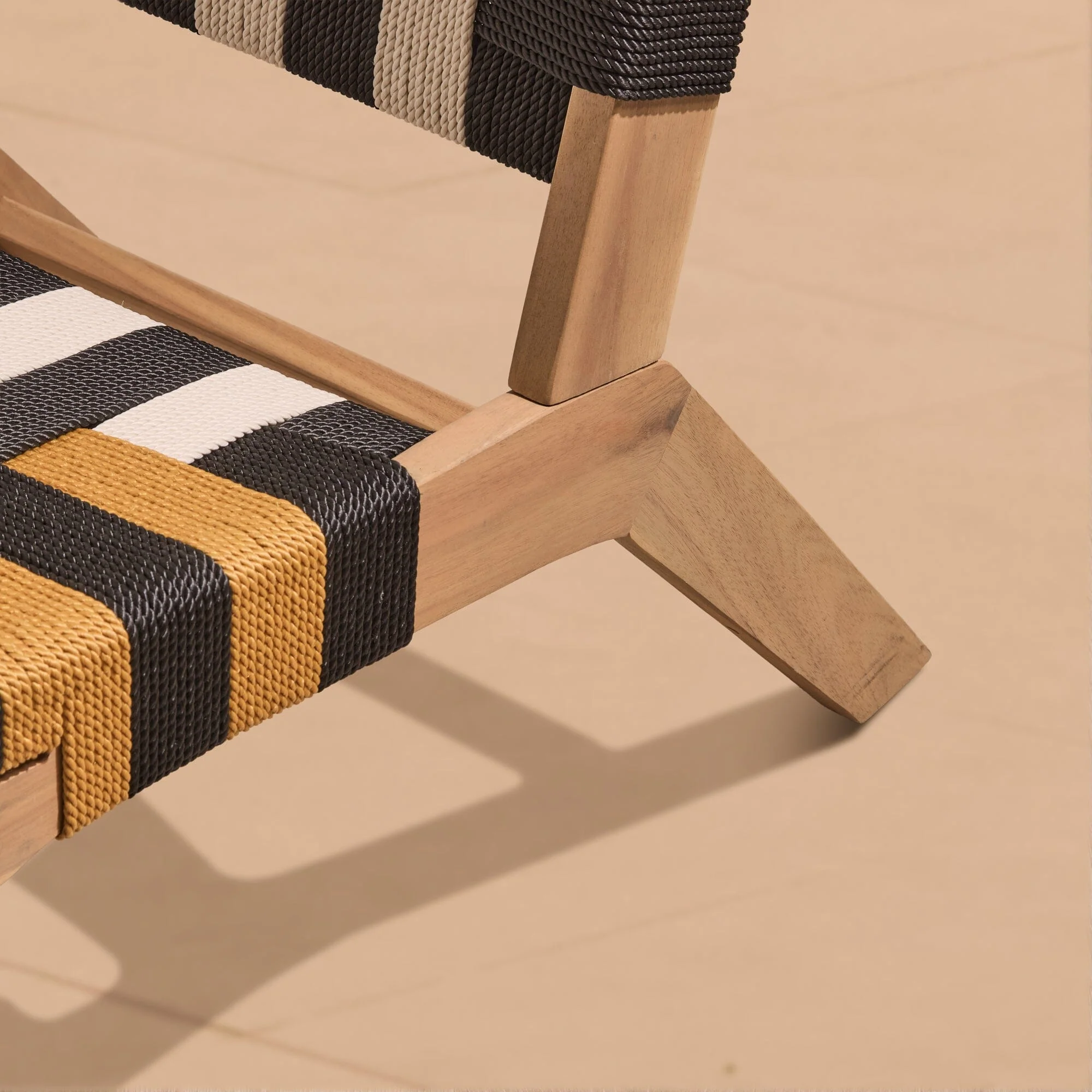 Saffron White Acacia Occasional Chair - Beige/Black/Yellow Rope - Image 4