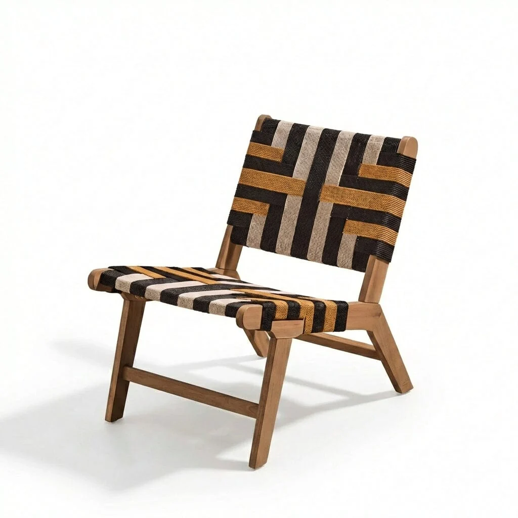 Saffron White Acacia Occasional Chair - Beige/Black/Yellow Rope - Image 8