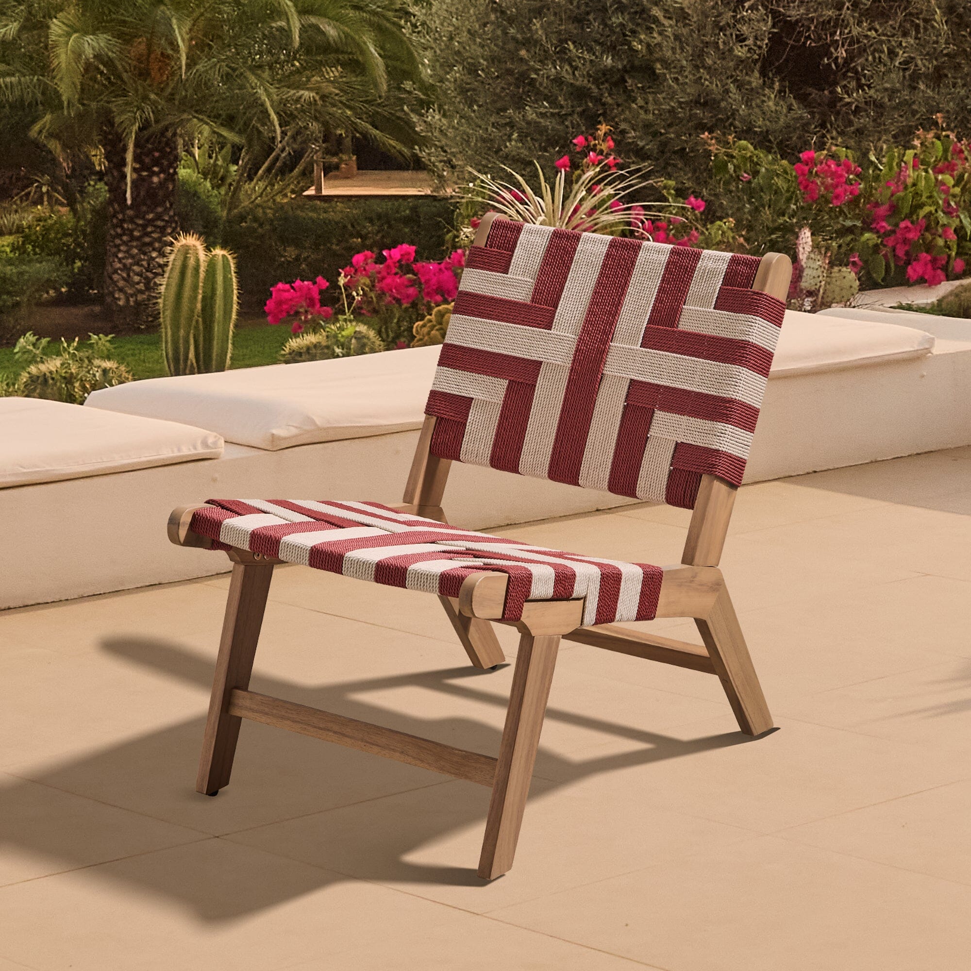 Saffron White Acacia Occasional Chair - Beige/Paprika Rope