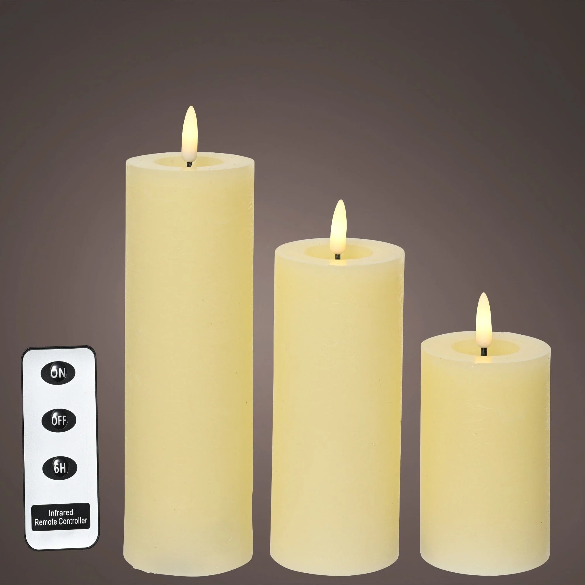 Samsta Battery Pillar Candles - Set of 3 - Warm White - Image 4