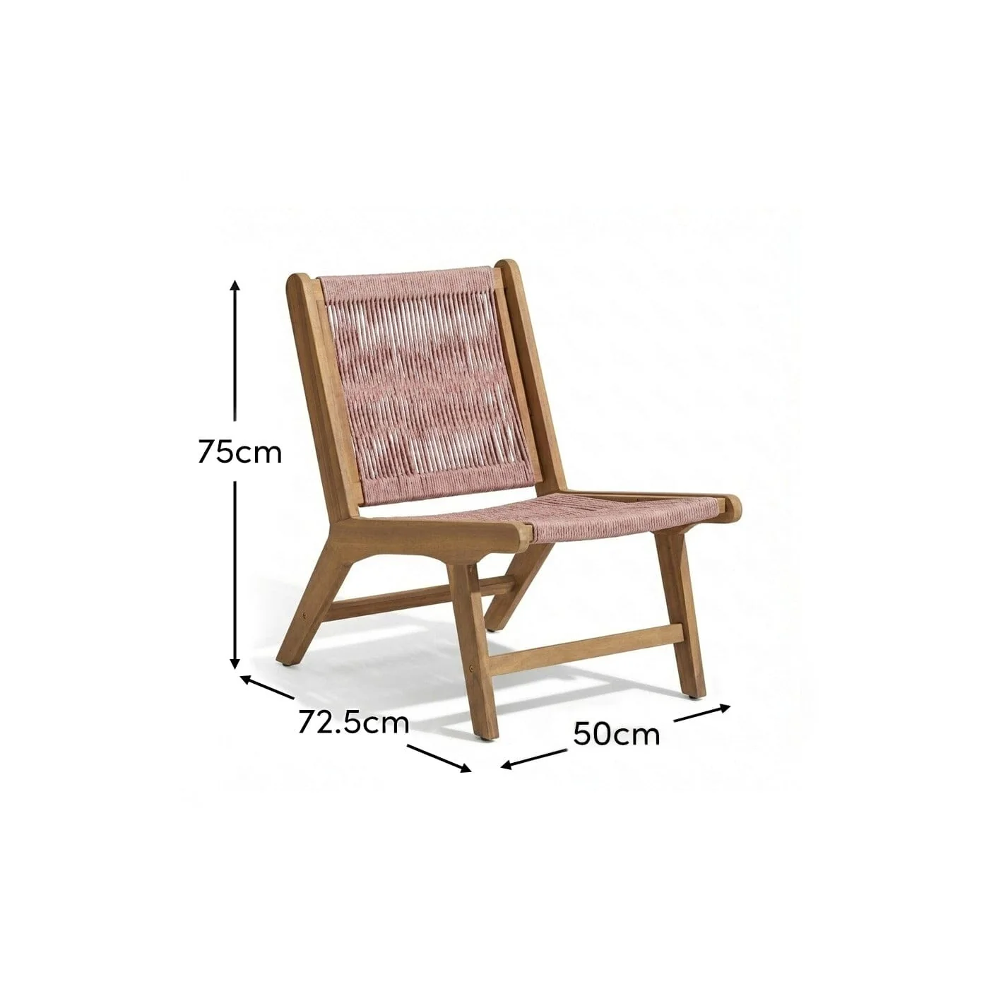 Seren White Acacia Occasional Garden Chair - Mottled Pink Rope - Image 10