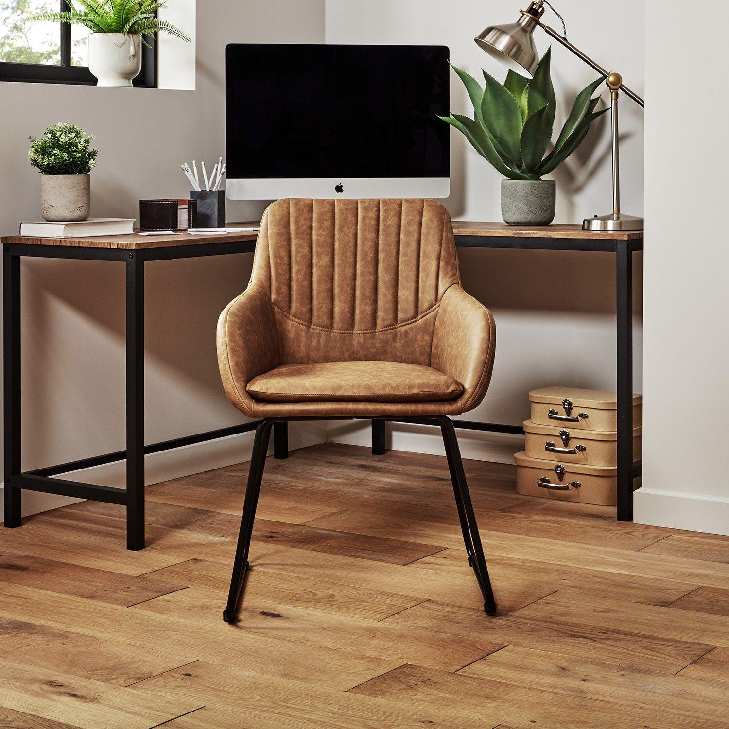 Sheffield Office Faux Leather Chair - Tan with Black Legs - Image 2